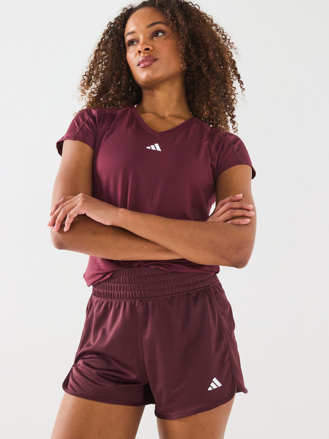 undefined Womens Training Pacer Knit High Waist 5 Inch Shorts - Aurora Ruby/White
