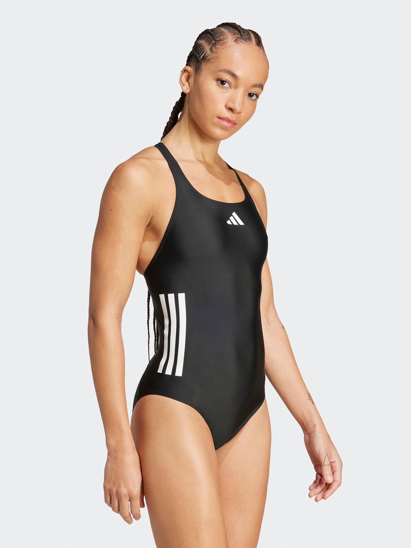 Image 3 of 5 of adidas Womens 3 Stripe Swimsuit - Black