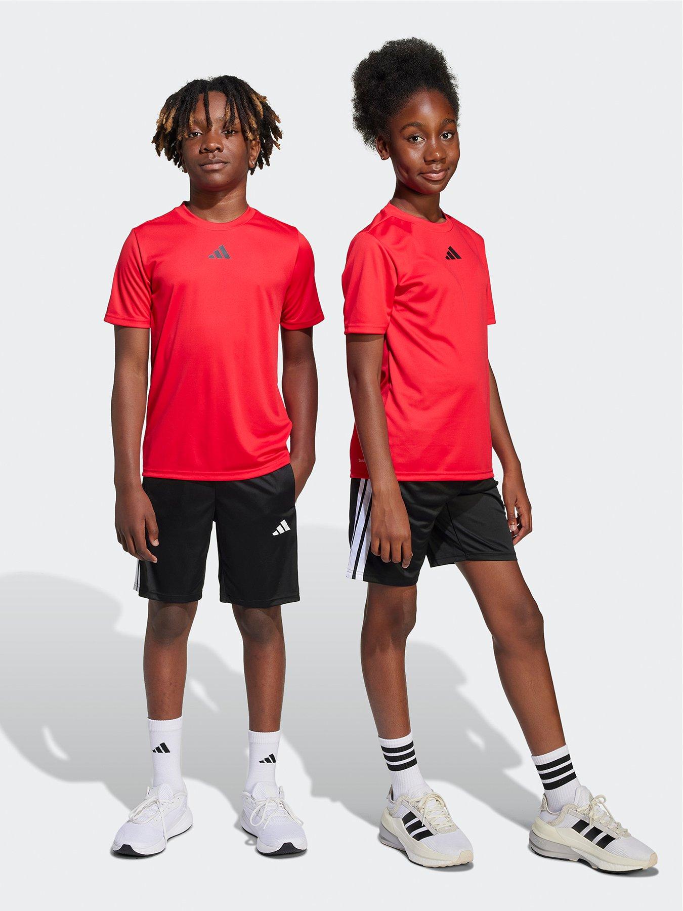 Image 1 of 5 of adidas Junior Boys Train Essentials 3 Stripe Set - Pure Ruby/Black