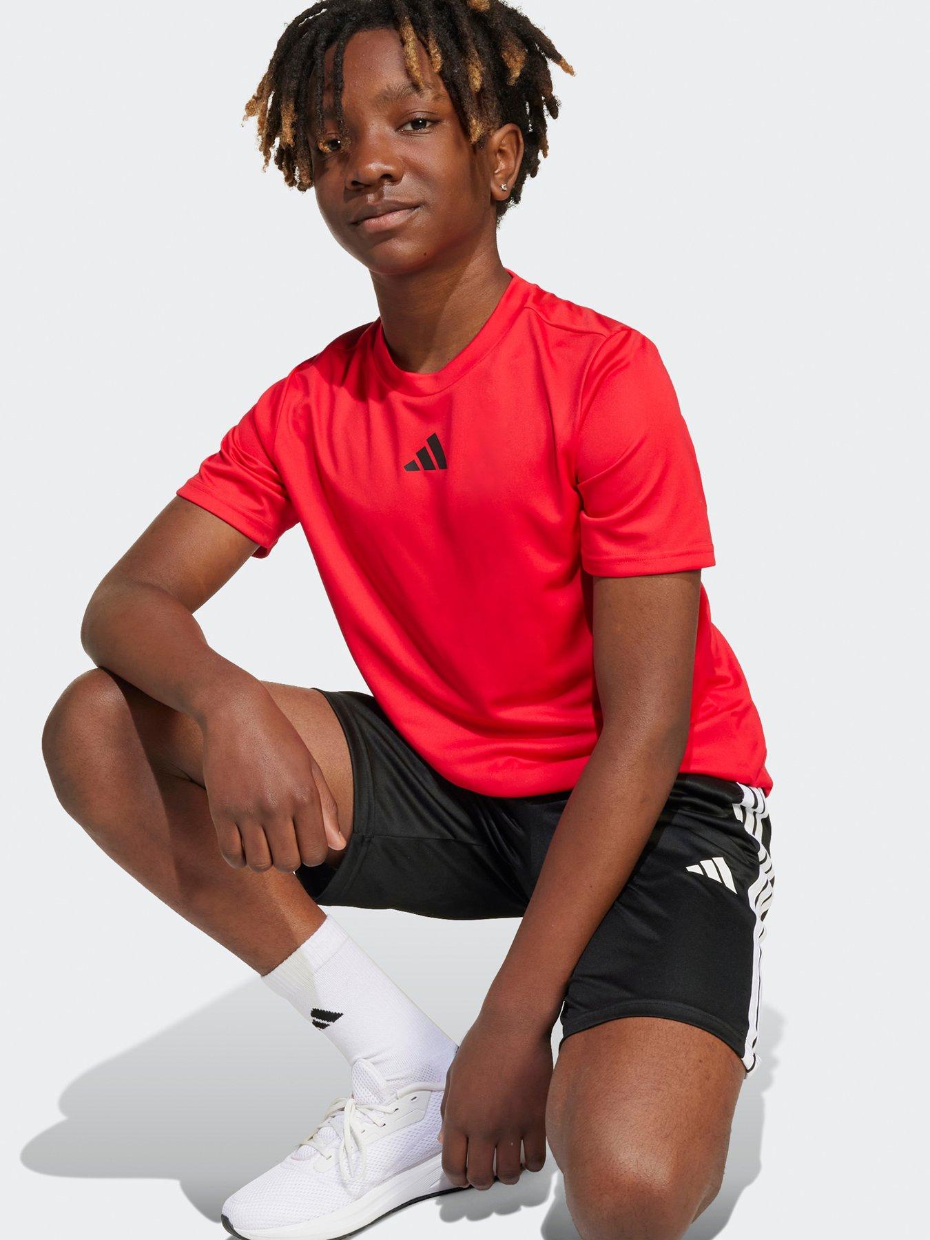 Image 4 of 5 of adidas Junior Boys Train Essentials 3 Stripe Set - Pure Ruby/Black