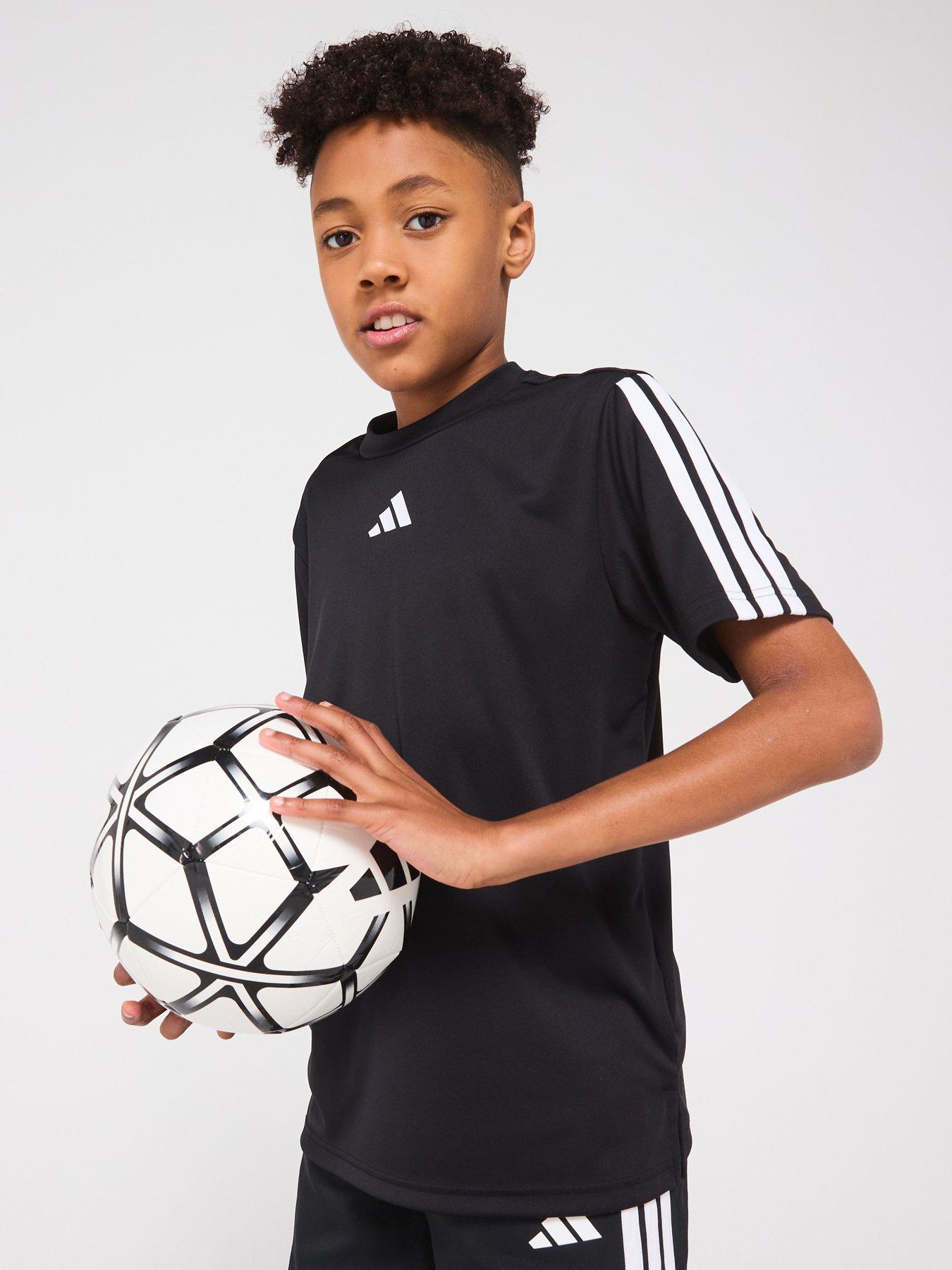 adidas Junior Boys Train Essentials Stripe T-Shirt Black