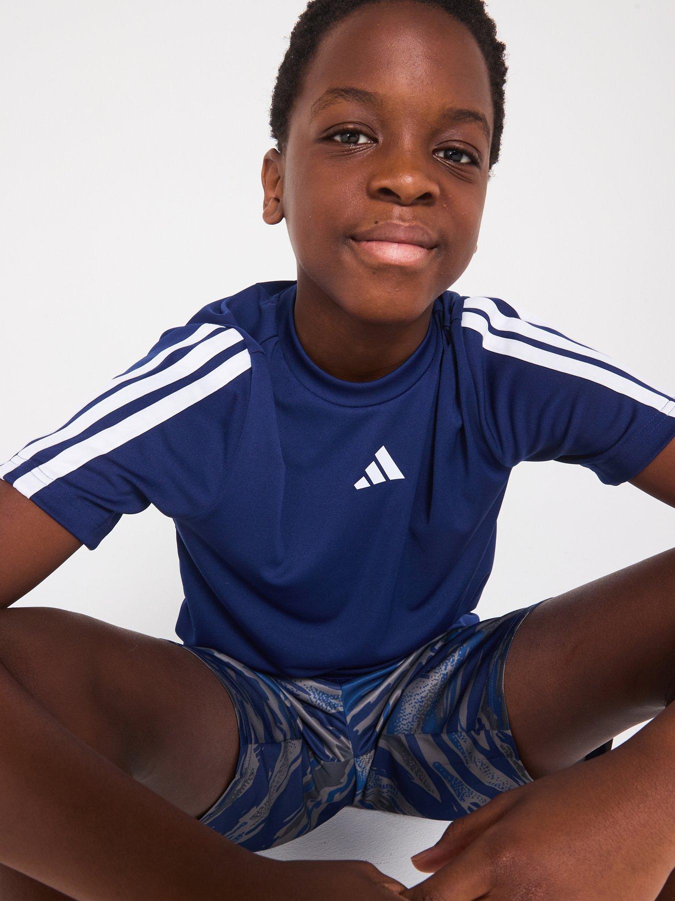Image 6 of 6 of adidas Junior Boys Train Essentials 3 Stripe T-Shirt - Navy
