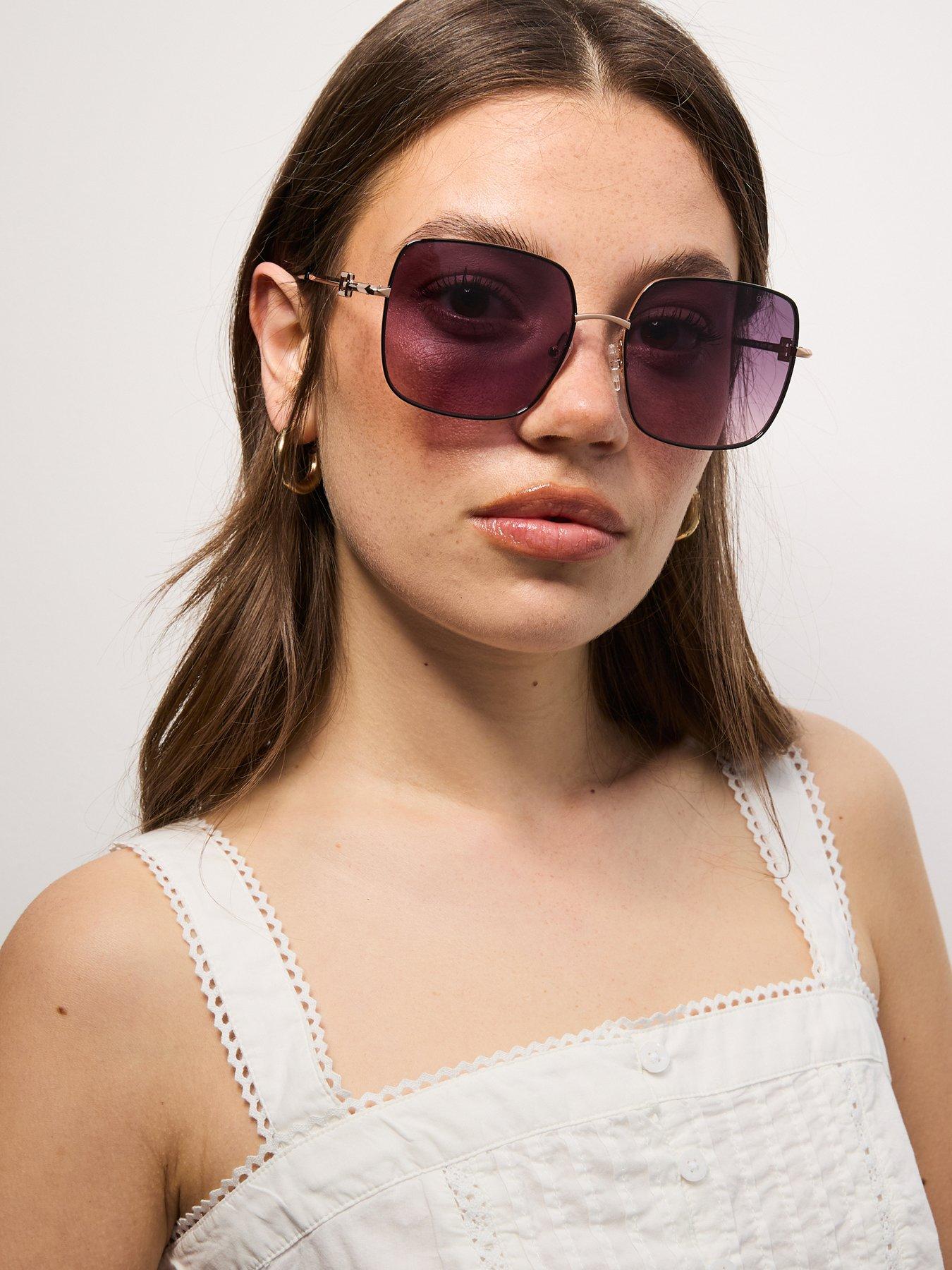 Guess Square Metal Frame Logo Sunglasses - Black/Other