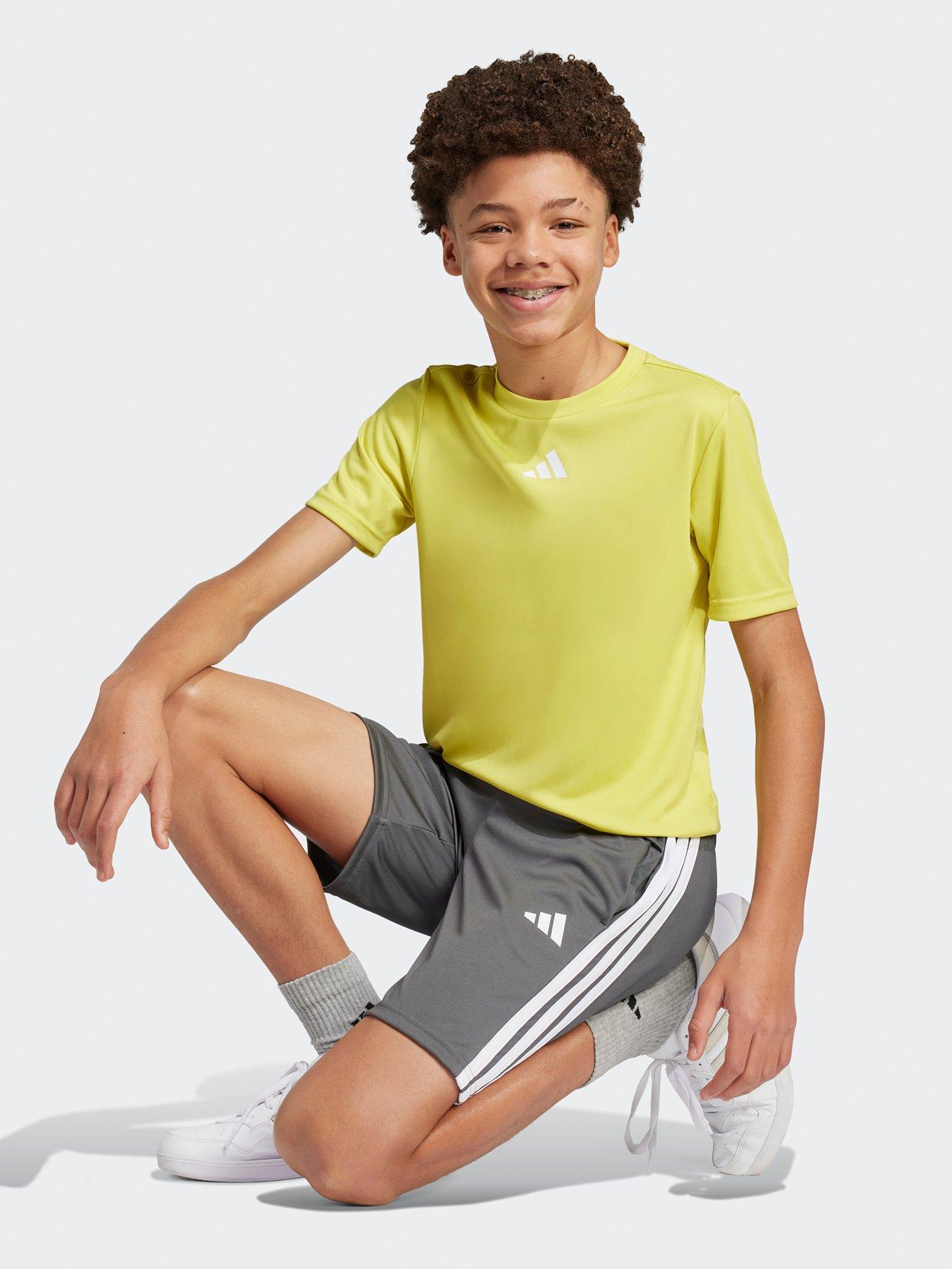  image of adidas-boys-junior-train-essentials-3-stripe-set-yellowgrey