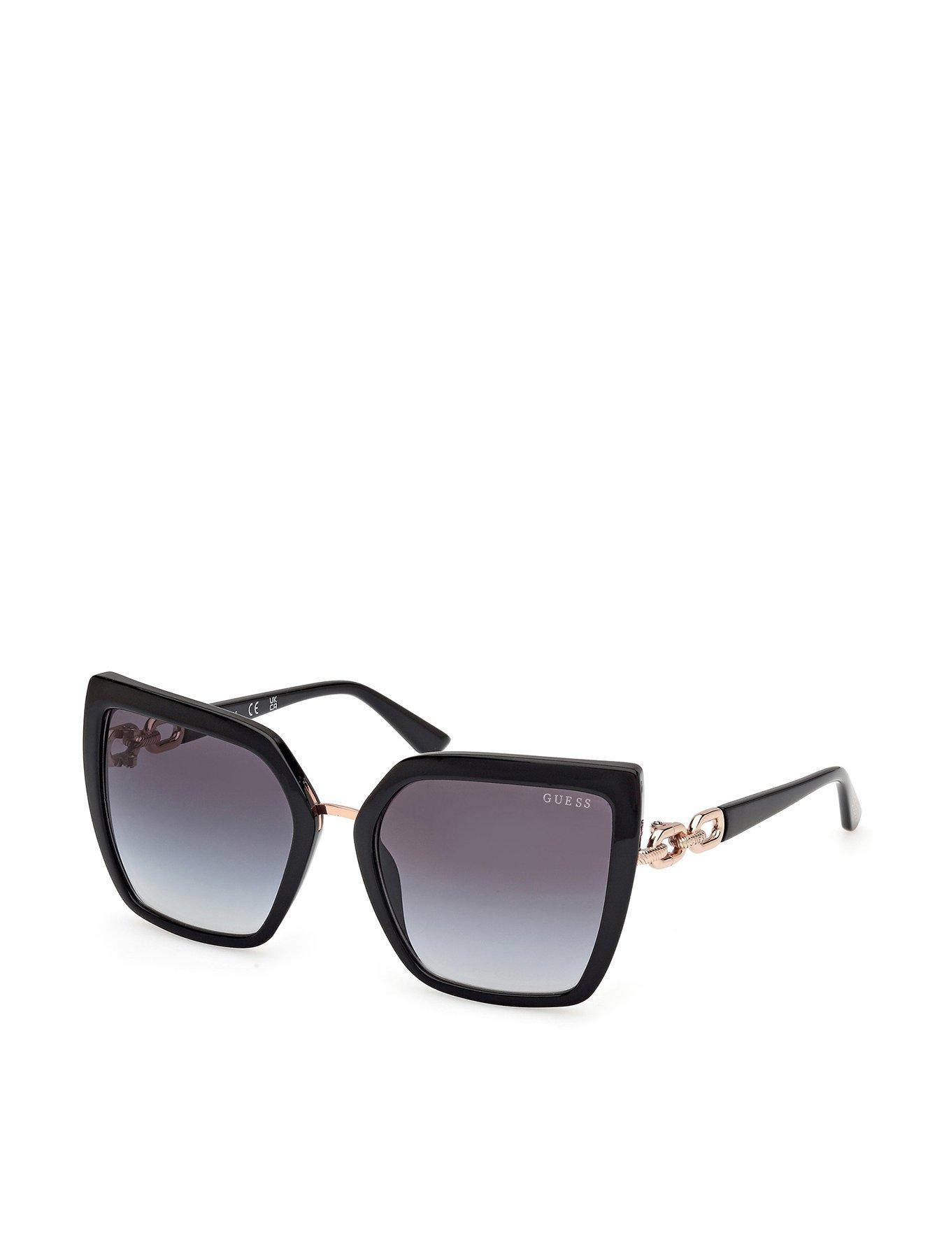 Image 1 of 4 of Guess Butterfly Gem Side Sunglasses - Black