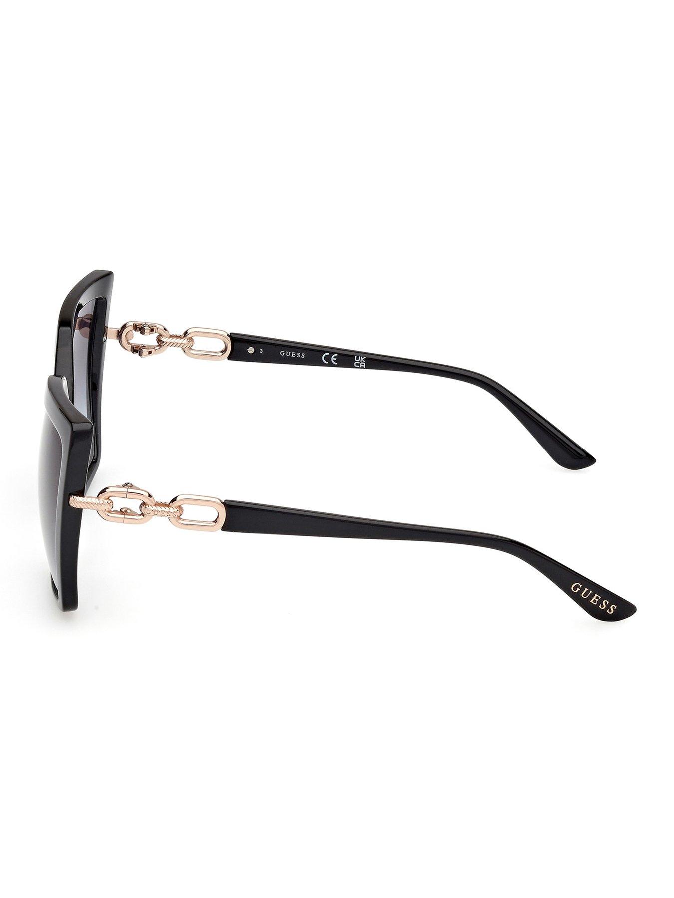 Image 2 of 4 of Guess Butterfly Gem Side Sunglasses - Black