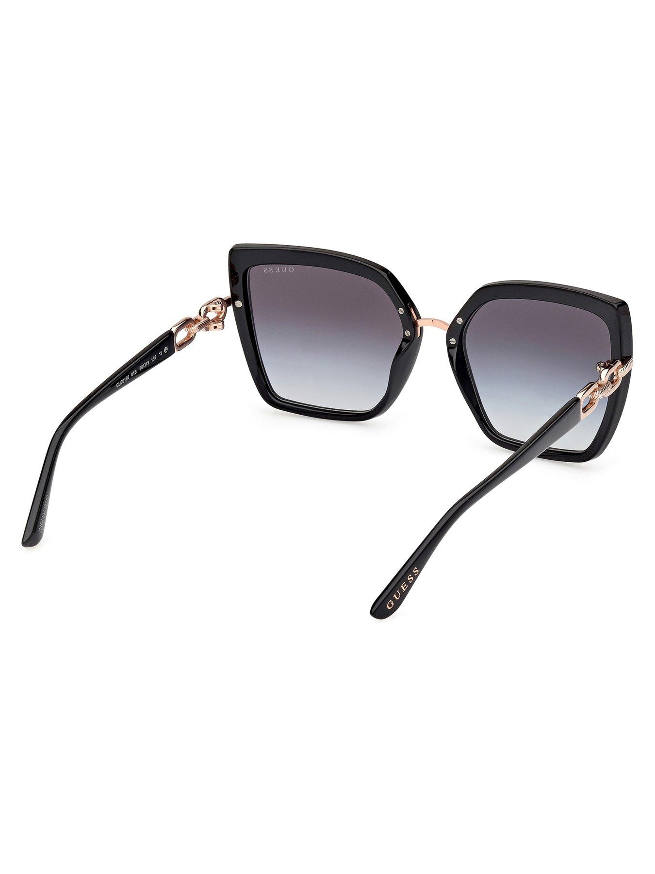 Image 3 of 4 of Guess Butterfly Gem Side Sunglasses - Black