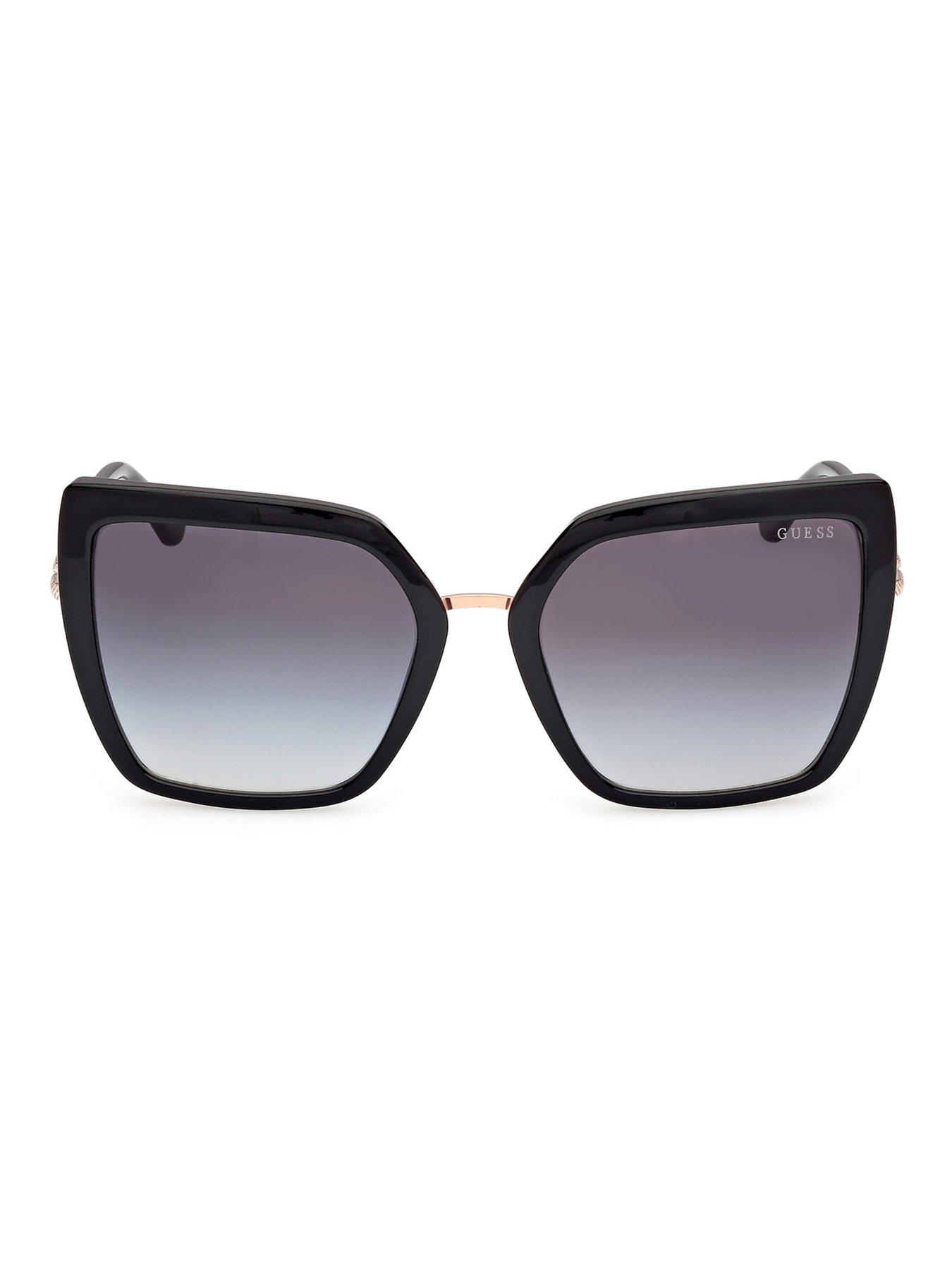 Image 4 of 4 of Guess Butterfly Gem Side Sunglasses - Black