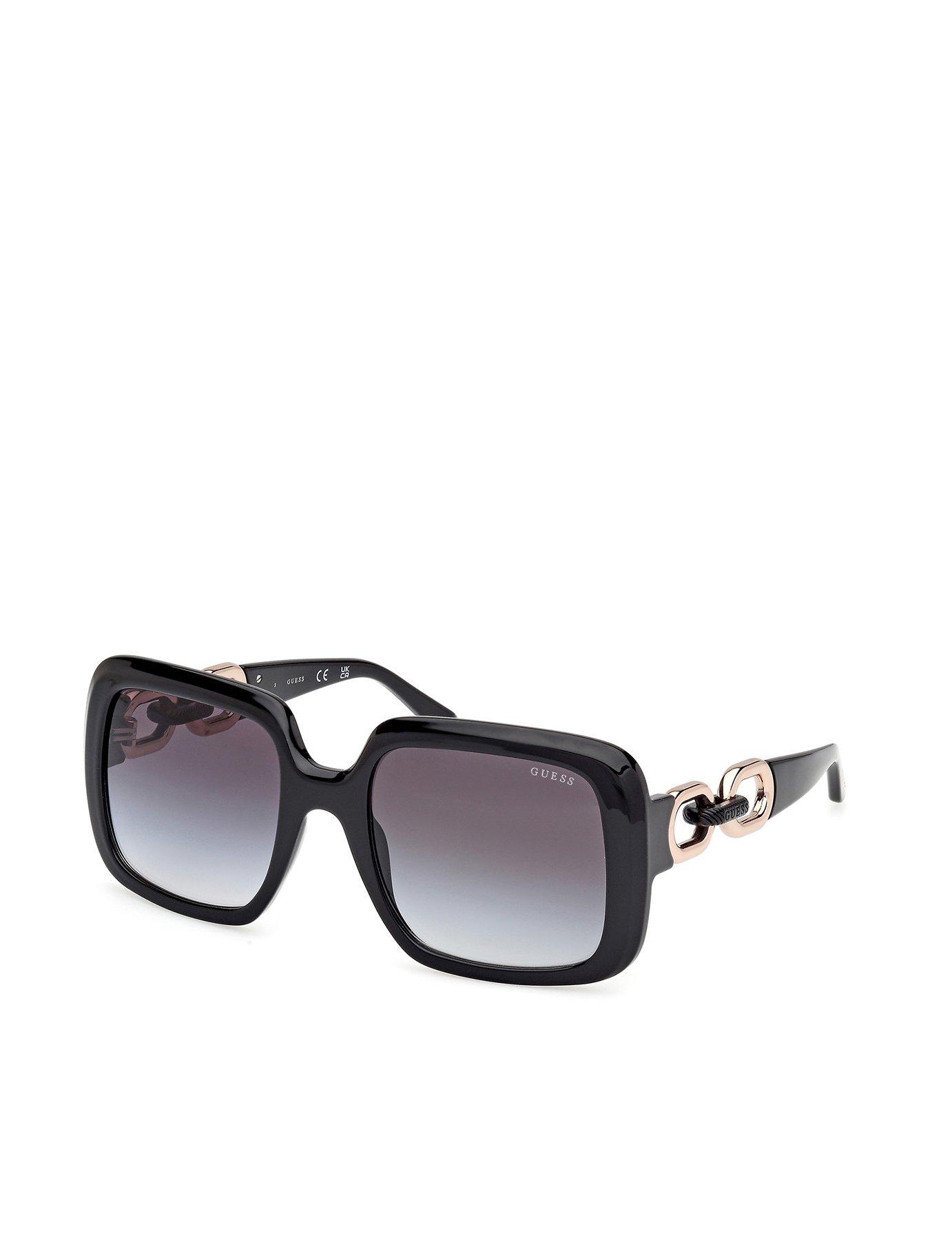 Image 2 of 6 of Guess Square Chain Side Sunglasses - Black