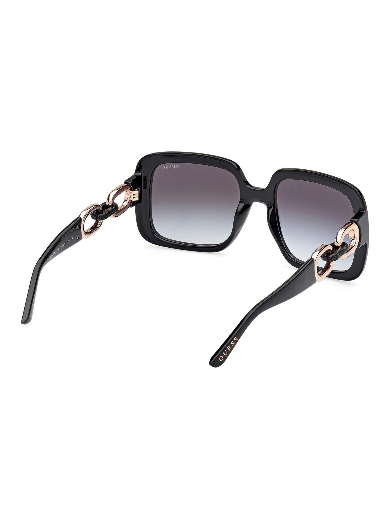 Image 4 of 6 of Guess Square Chain Side Sunglasses - Black