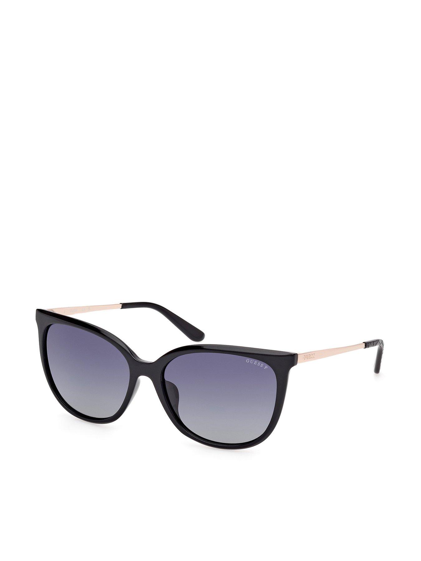  image of guess-square-metal-arm-sunglasses-shiny-black