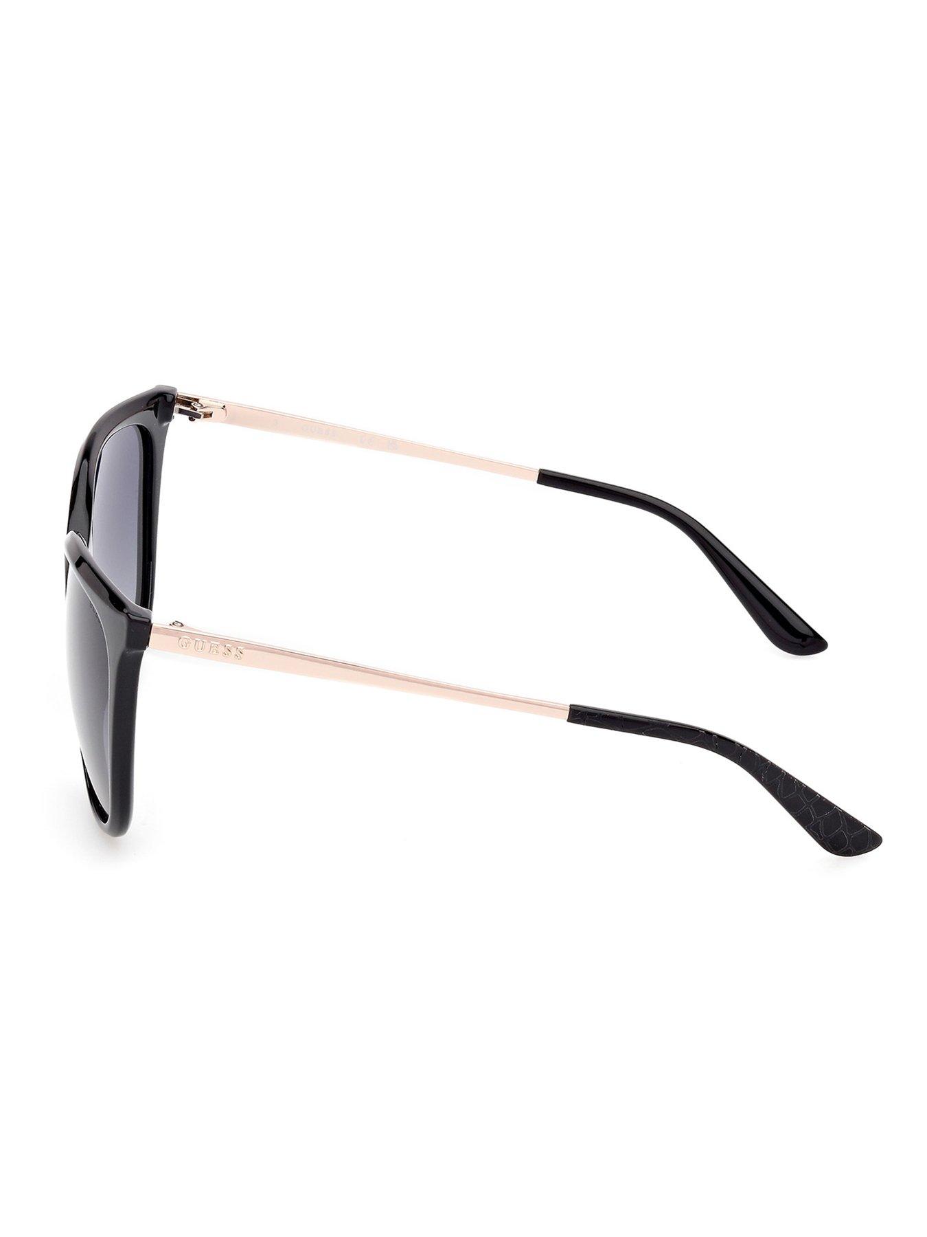  image of guess-square-metal-arm-sunglasses-shiny-black
