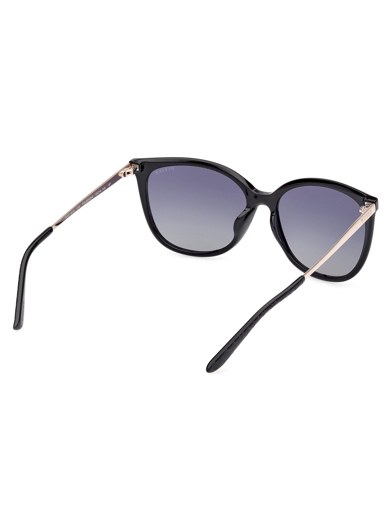  image of guess-square-metal-arm-sunglasses-shiny-black
