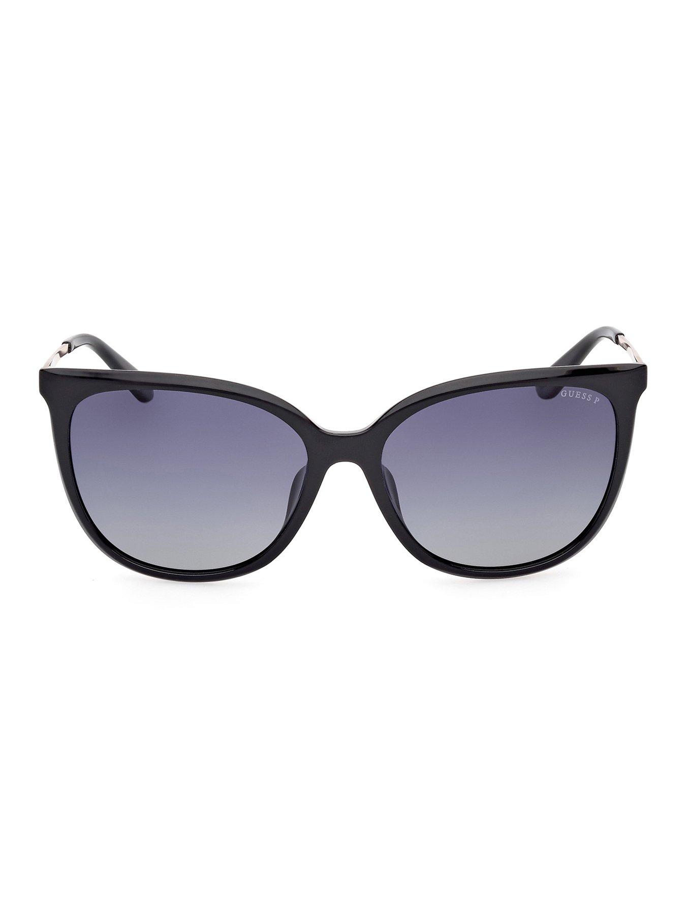  image of guess-square-metal-arm-sunglasses-shiny-black