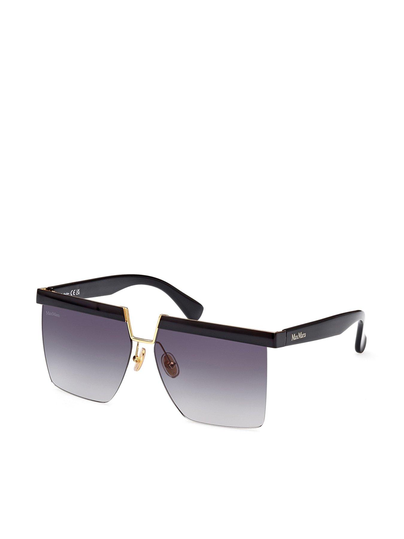  image of max-mara-flat-geometric-oversized-sunglasses-shiny-black