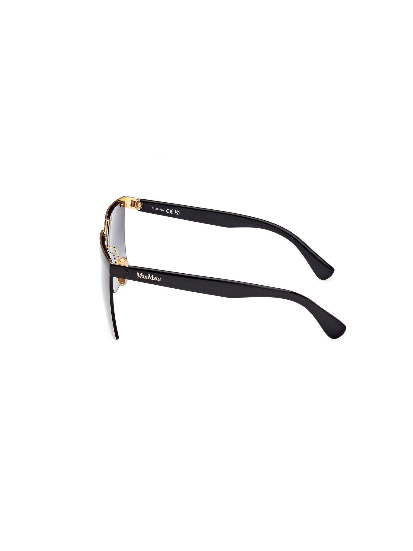  image of max-mara-flat-geometric-oversized-sunglasses-shiny-black