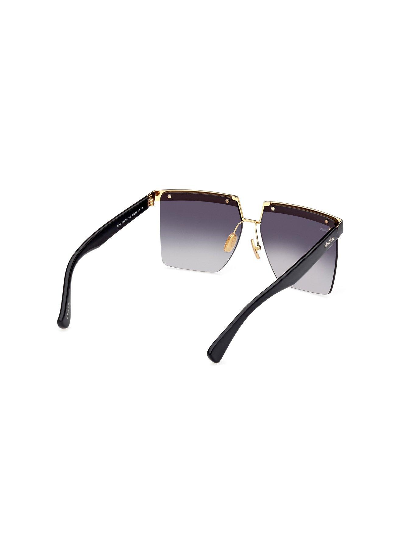  image of max-mara-flat-geometric-oversized-sunglasses-shiny-black