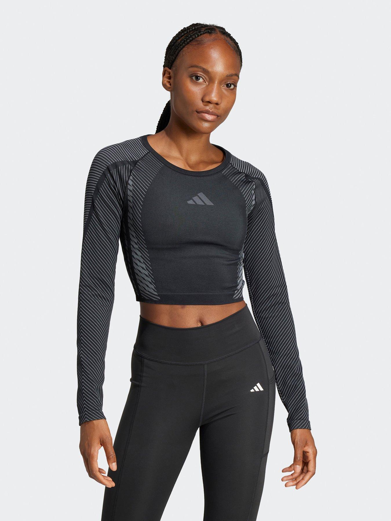 undefined Womens Training Seamless Long Sleeve Crop Top - Black