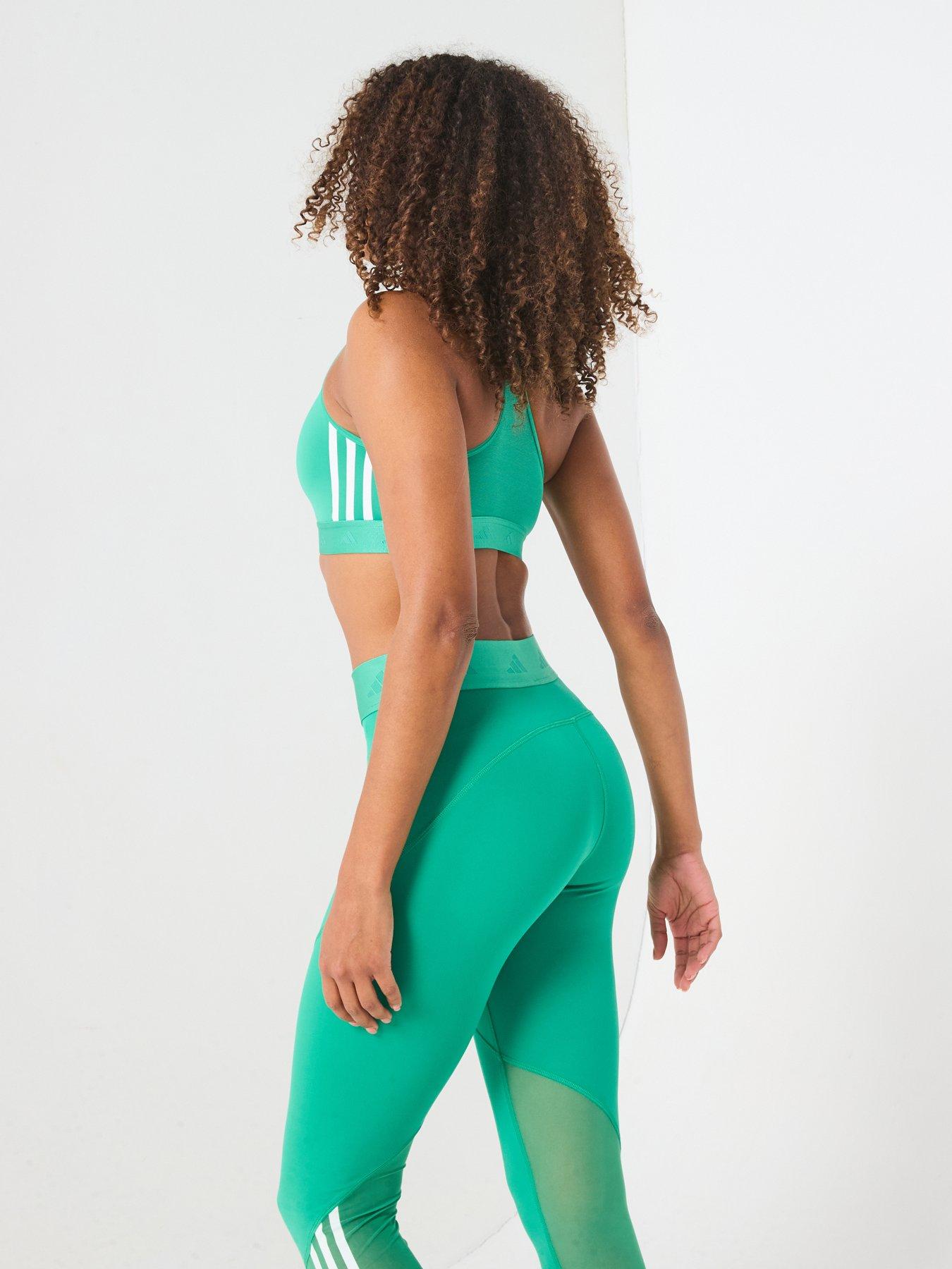  image of adidas-womens-training-power-hyperglam-mid-support-sports-bra-semi-court-greenwhite