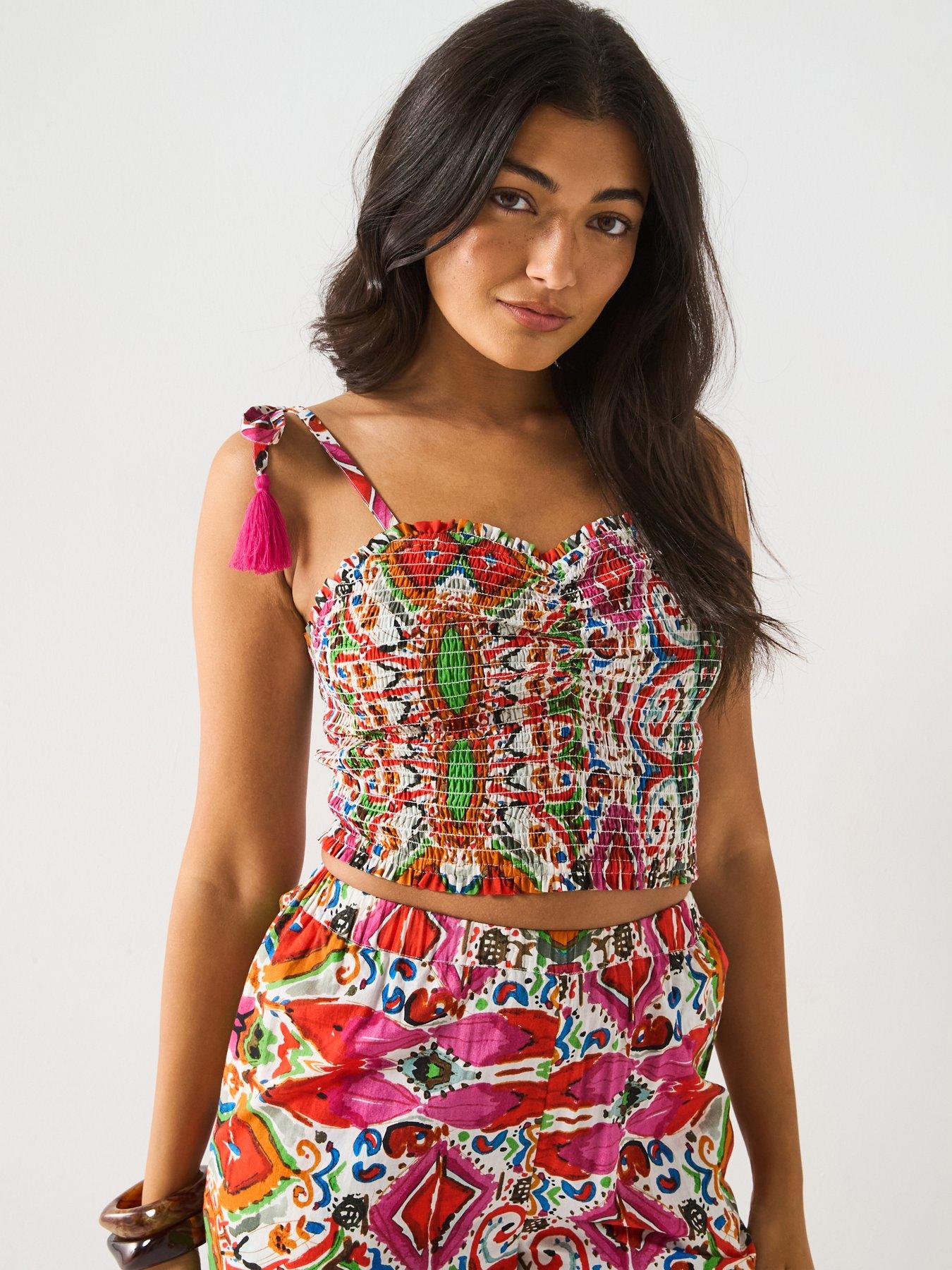 V by Very Printed Crop Top Co-Ord - Multi