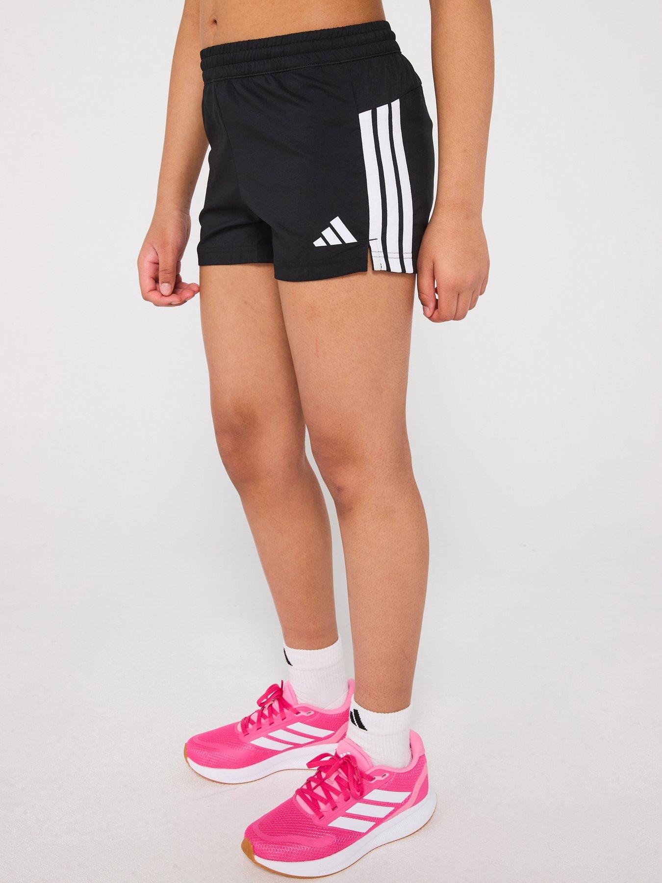 adidas-junior-girls-train-essentials-3-stripe-shorts-blackwhite