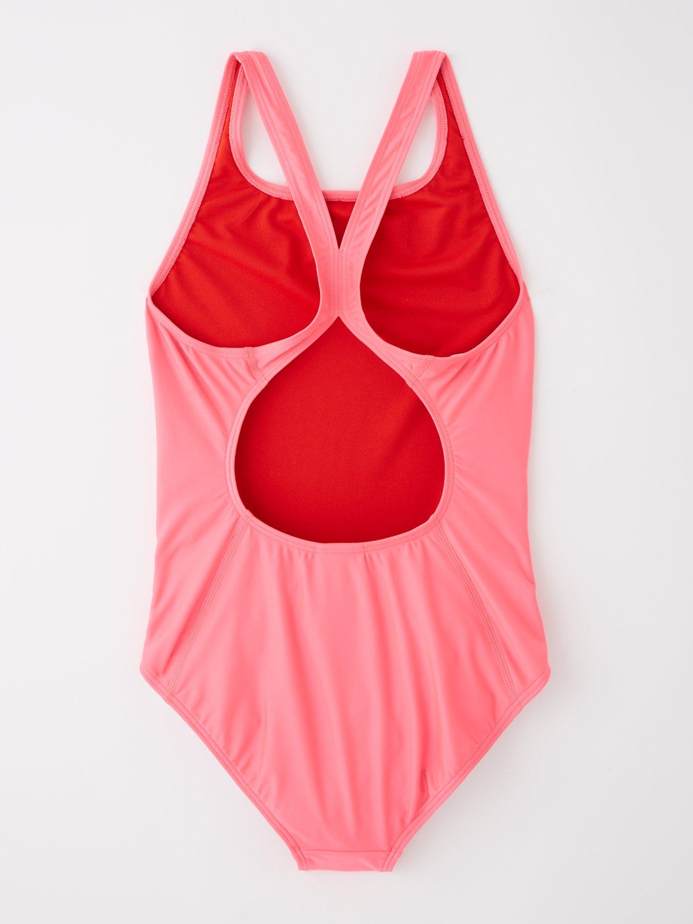  image of adidas-junior-girls-3-bar-logo-swimsuit-pink