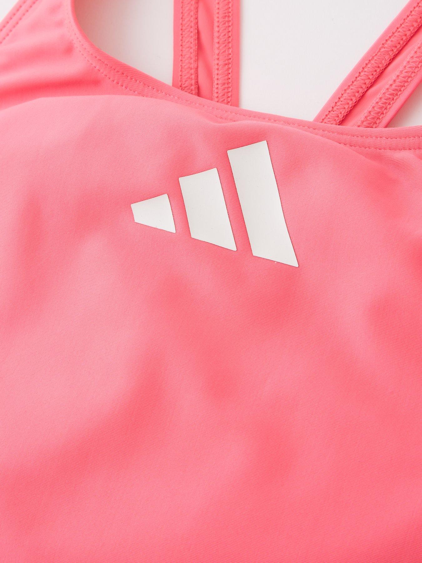  image of adidas-junior-girls-3-bar-logo-swimsuit-pink