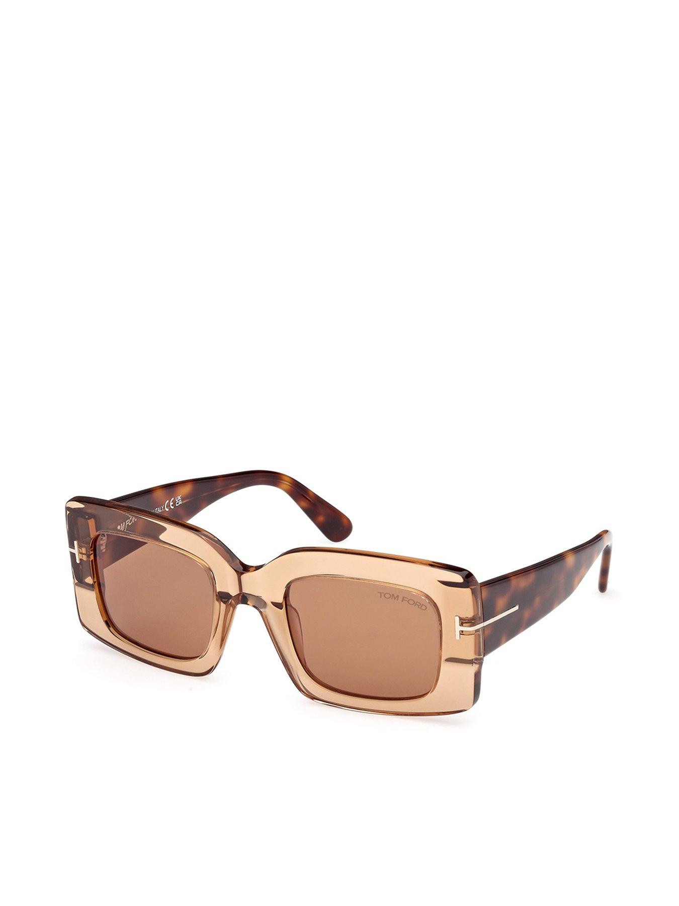 Tom Ford Brigitta Rectangular Sunglasses - Shiny Light Brown