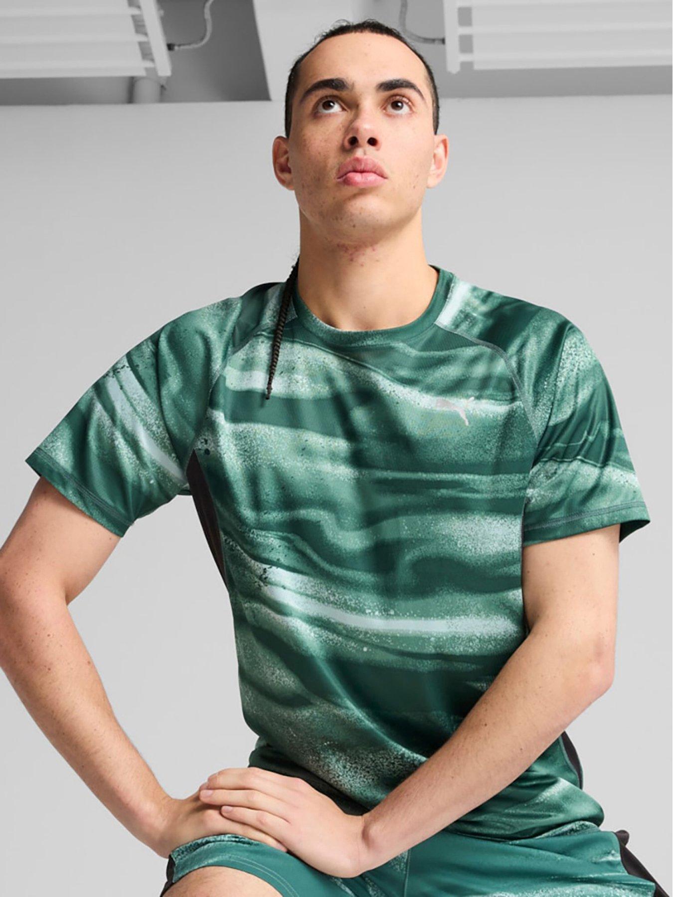  image of puma-mens-running-velocity-printed-t-shirt-green