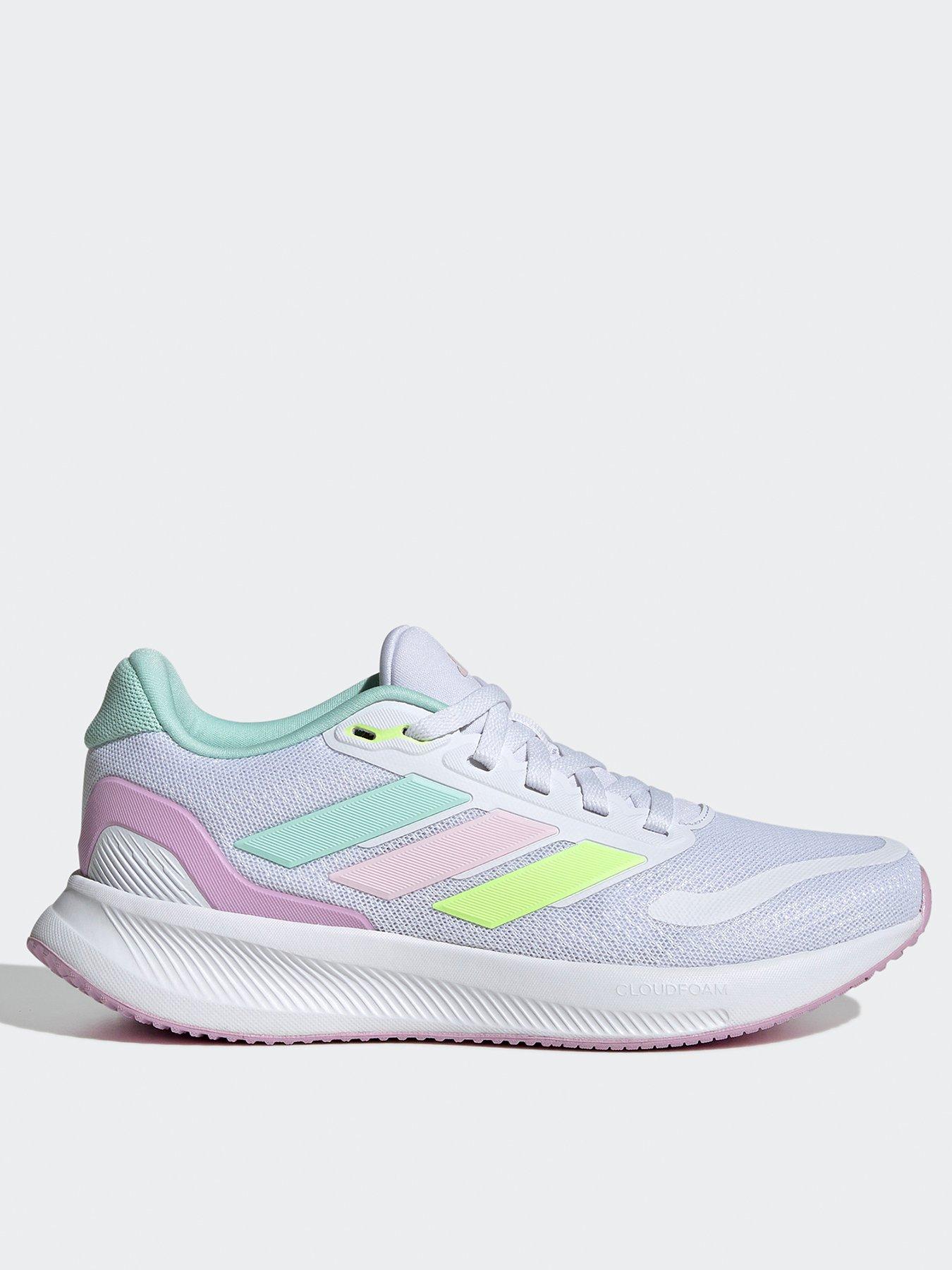  image of adidas-girls-junior-runfalcon-5-trainers-white-whitemintpink