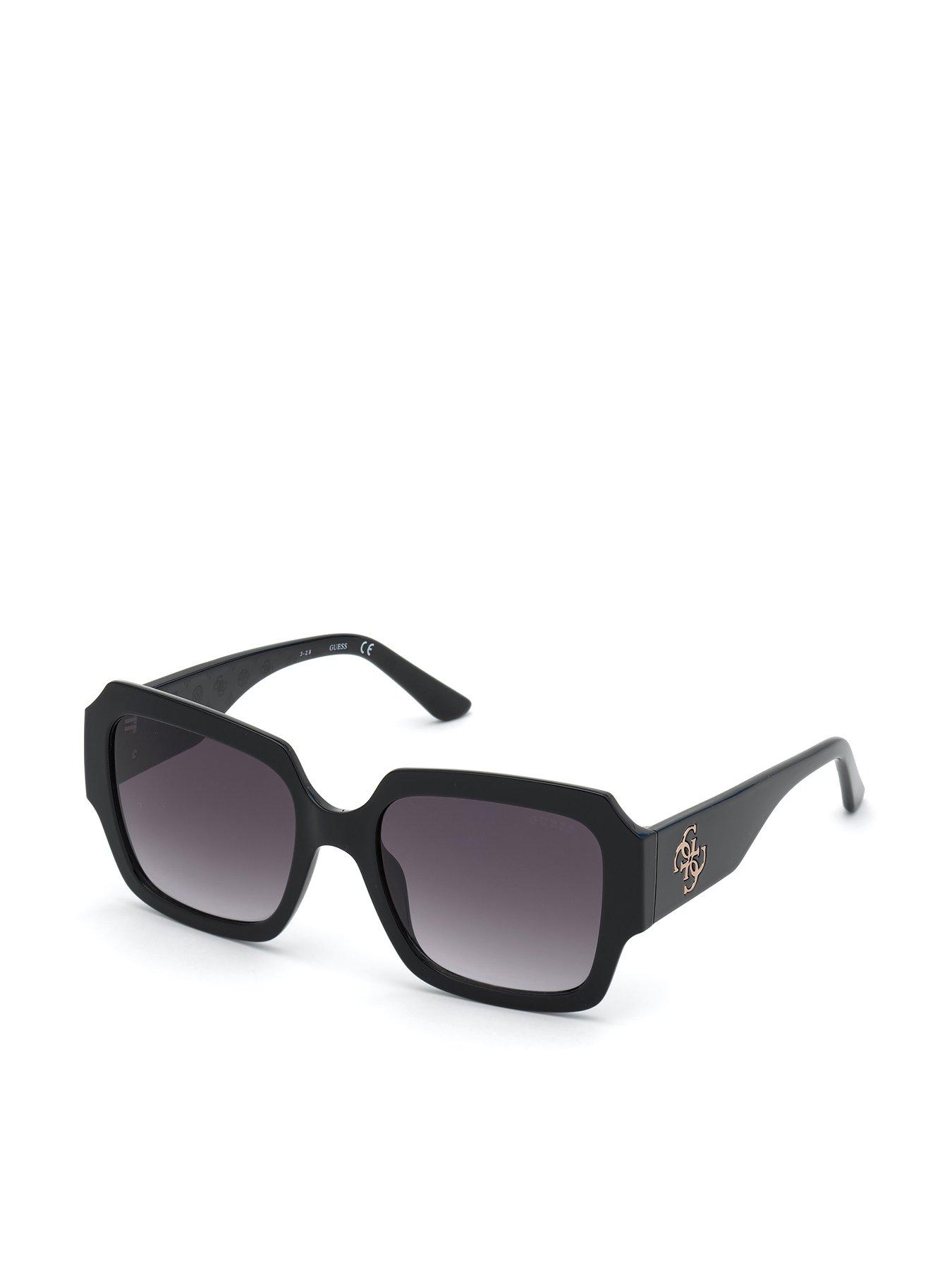 Guess Square Large Logo Sunglasses - Shiny Black