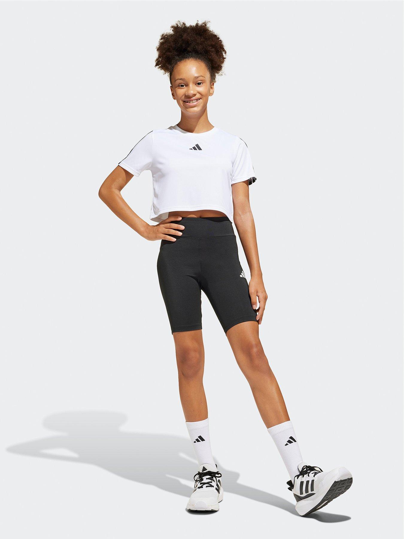 undefined Junior Girls Train Essentials 3 Stripe Set - White