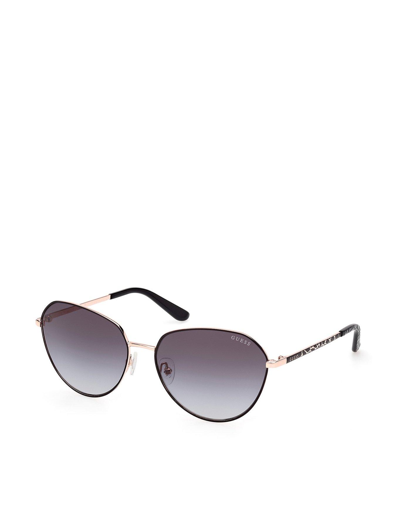 Guess Round Metal Frame Sunglasses - Matte Black