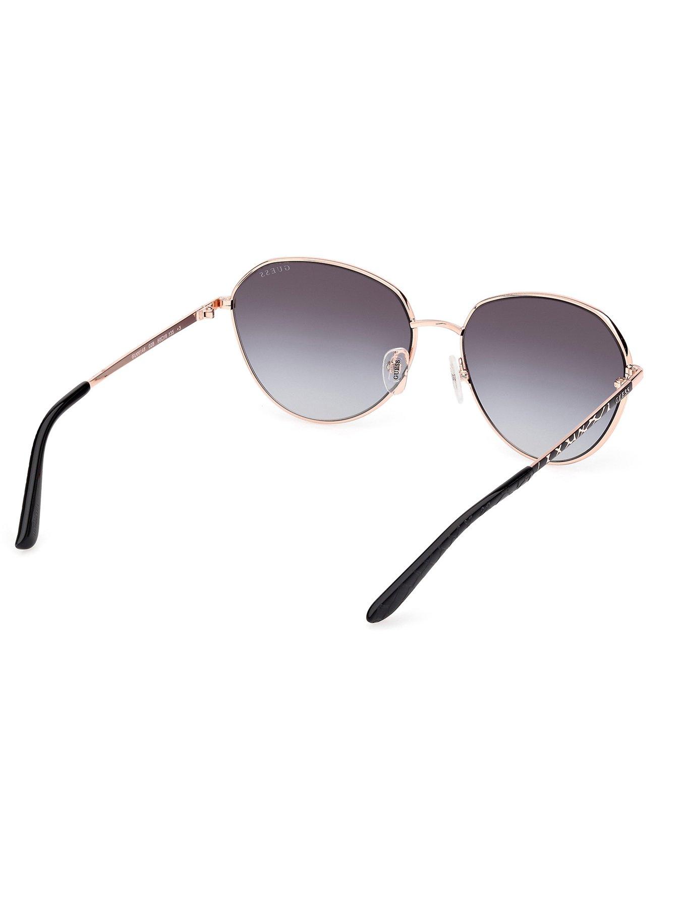  image of guess-round-metal-frame-sunglasses-matte-black