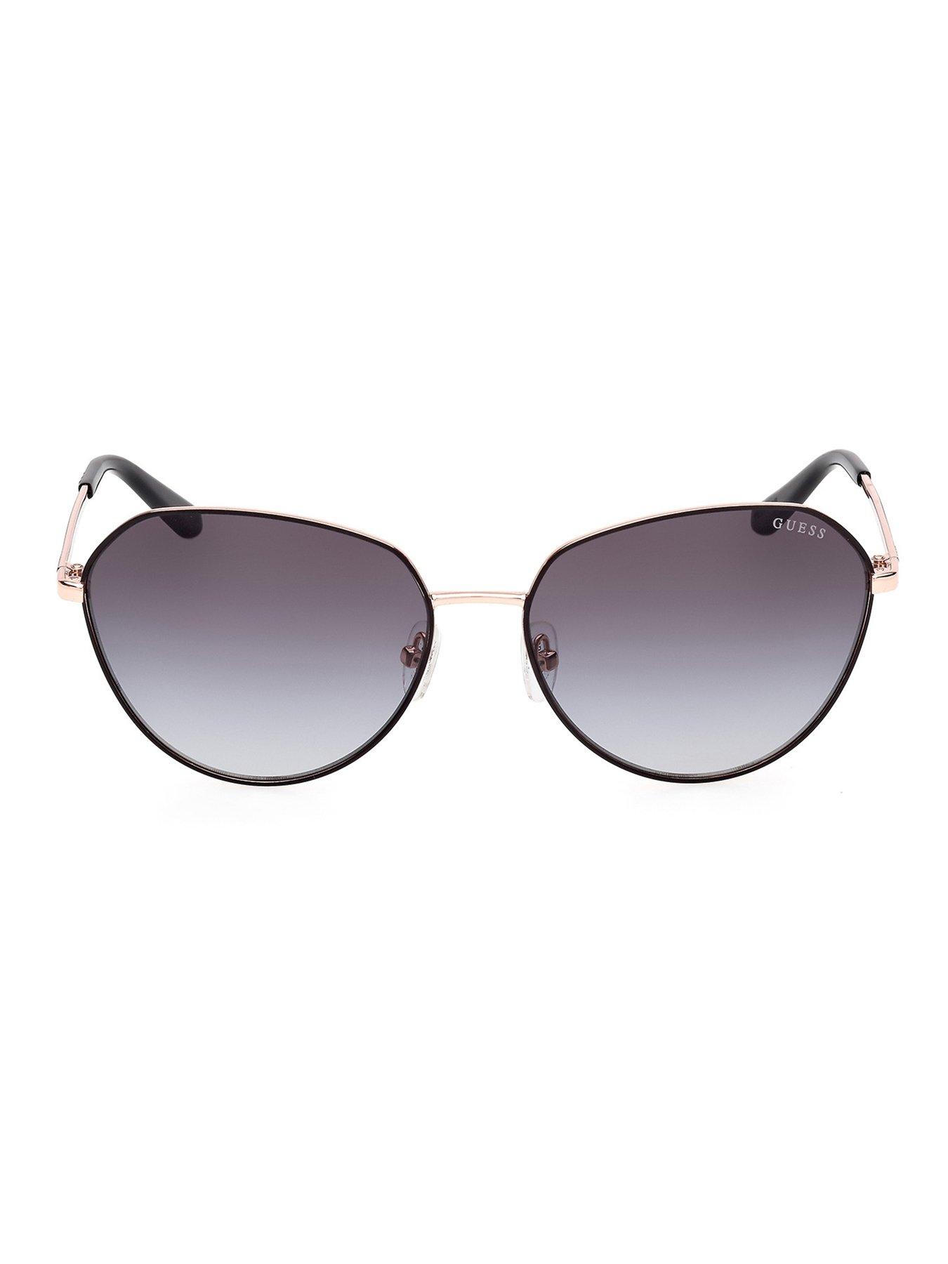  image of guess-round-metal-frame-sunglasses-matte-black