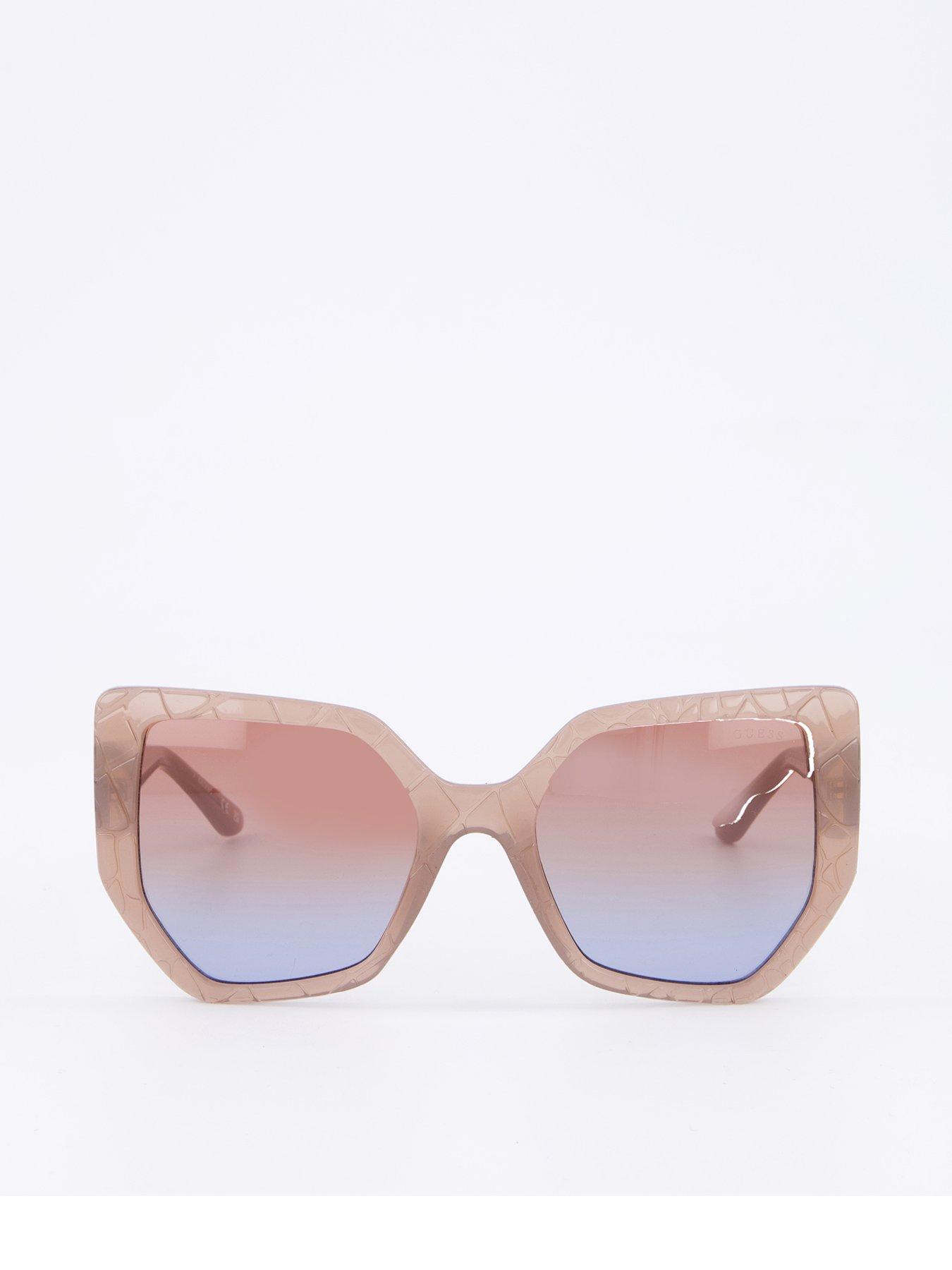  image of guess-geometric-oversized-sunglasses-shiny-beige