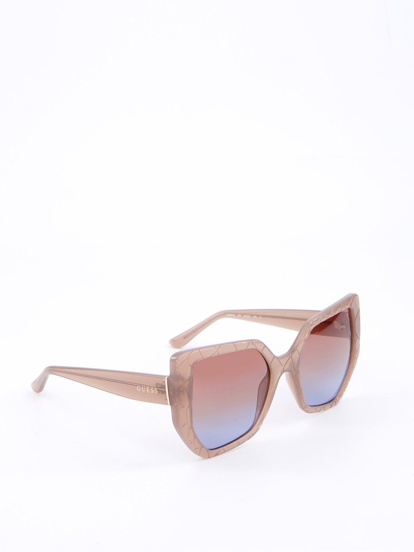  image of guess-geometric-oversized-sunglasses-shiny-beige