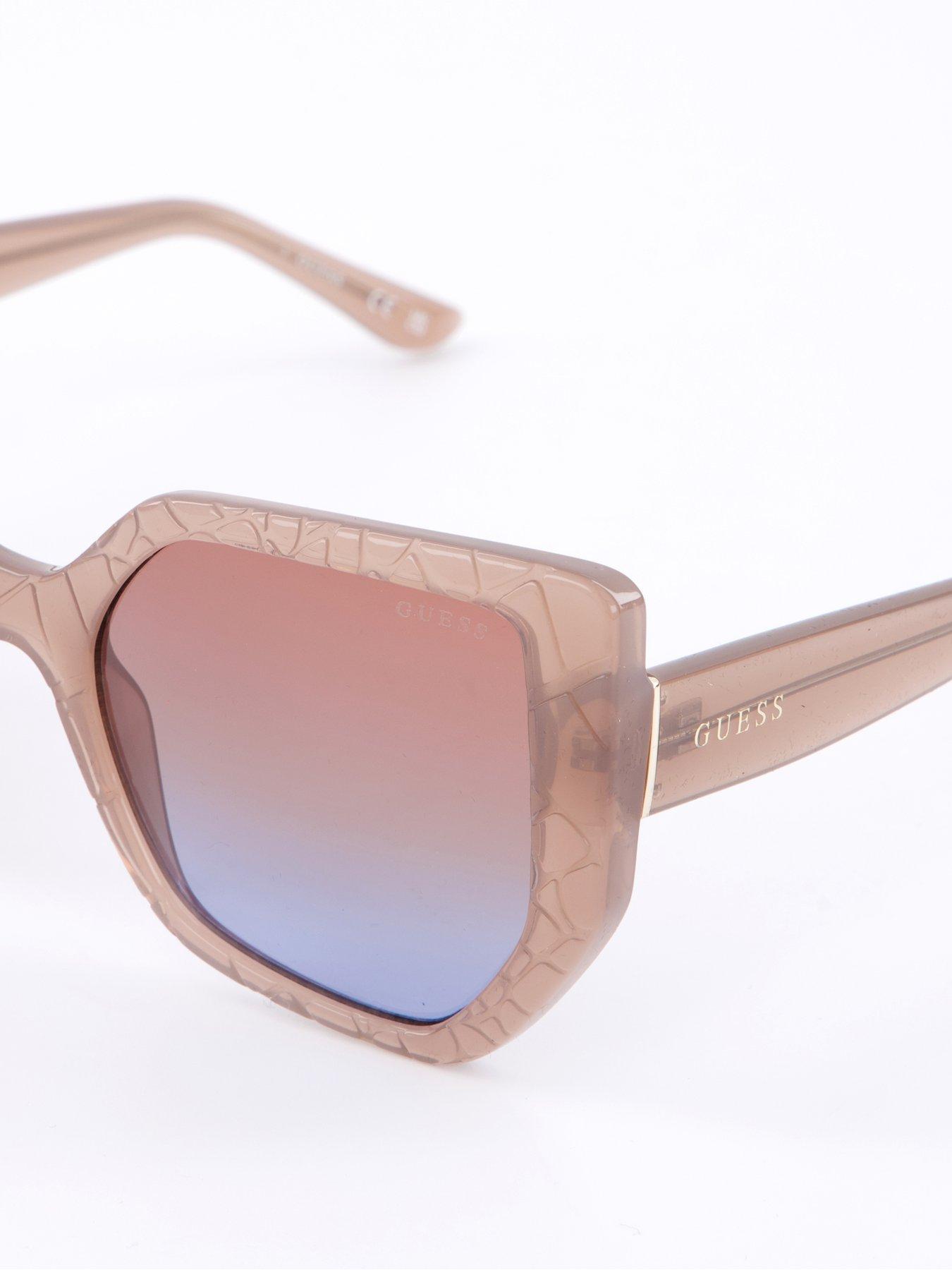  image of guess-geometric-oversized-sunglasses-shiny-beige