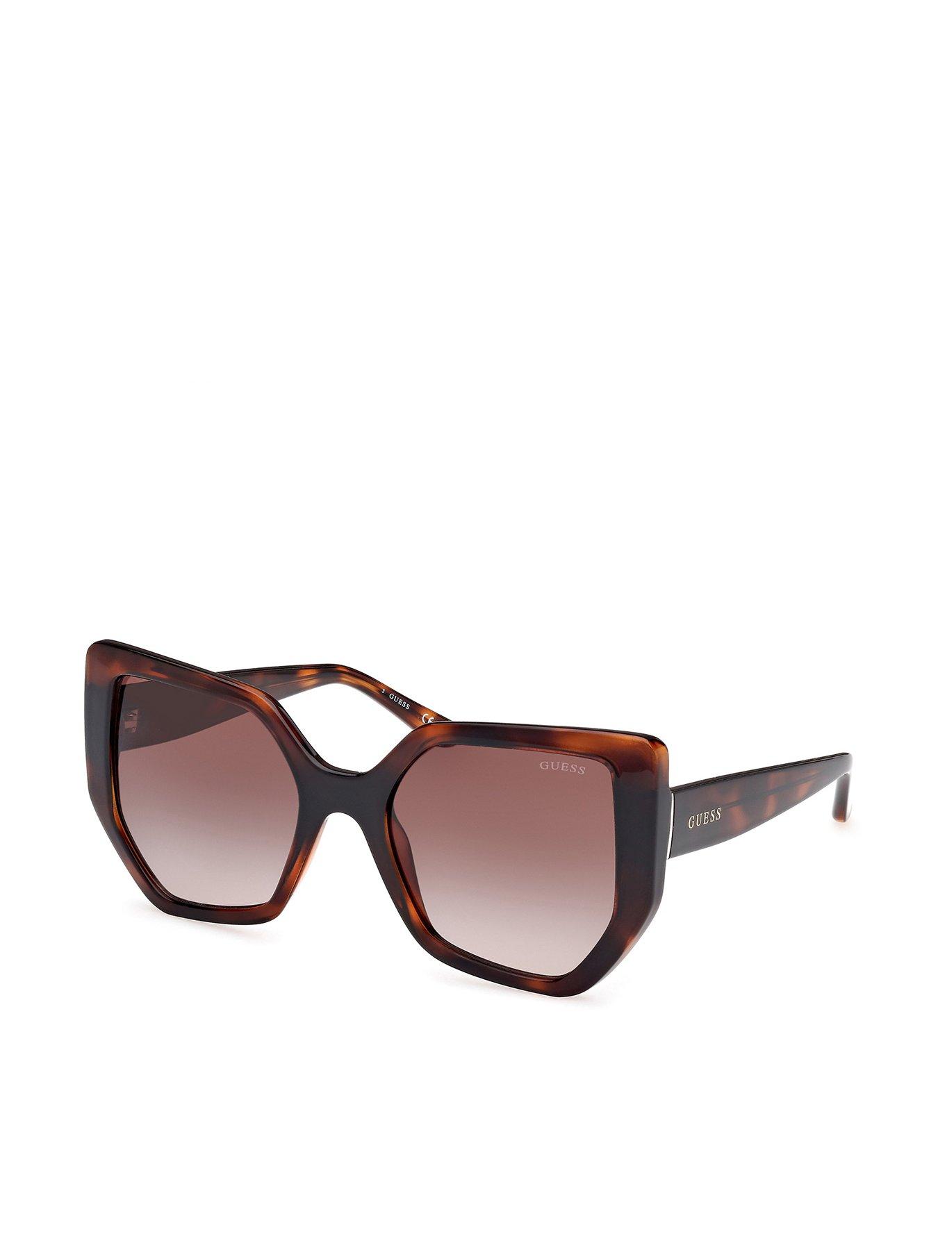 Image 1 of 4 of Guess Geometric Oversized Sunglasses - Dark Brown