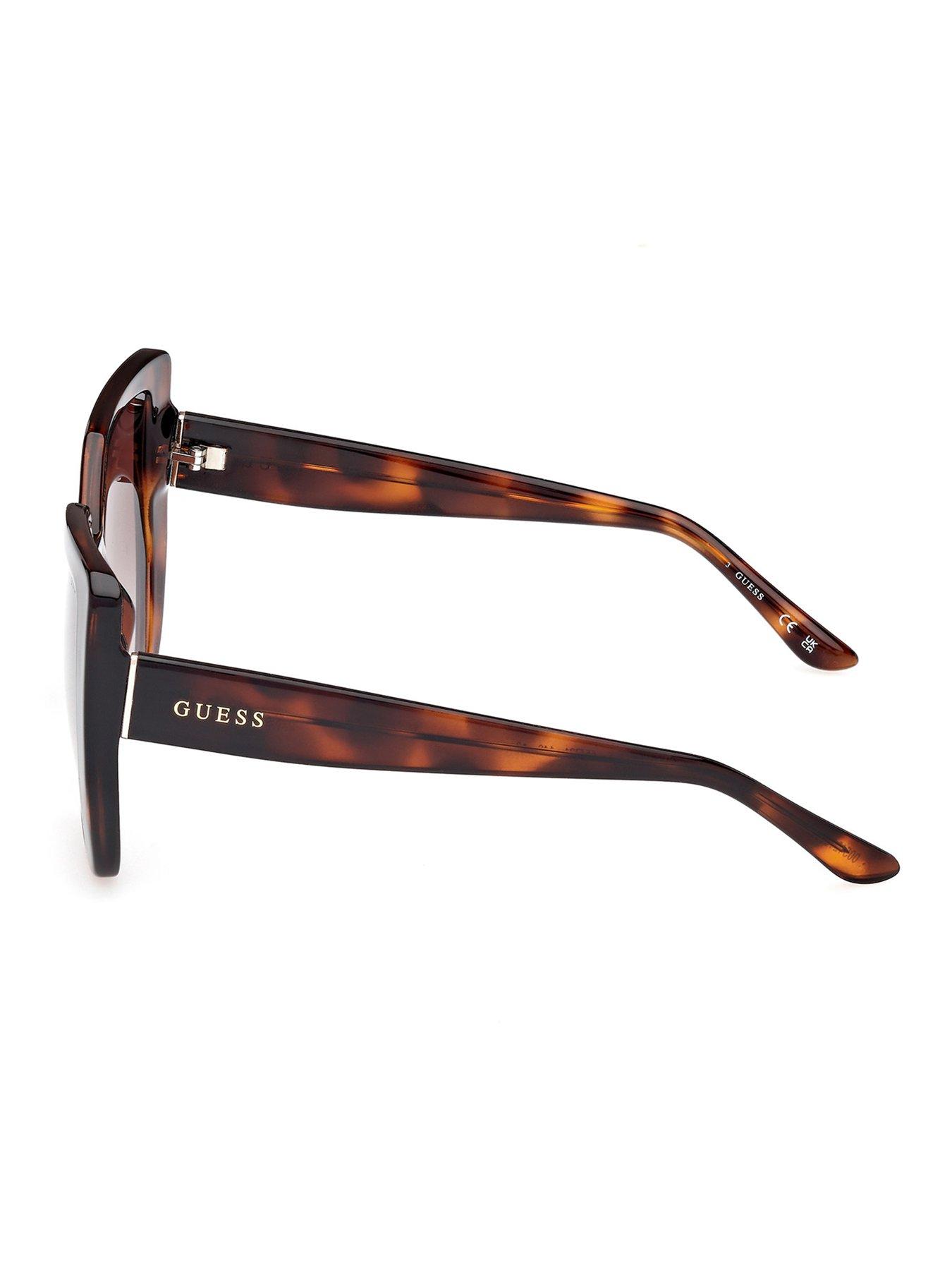 Image 2 of 4 of Guess Geometric Oversized Sunglasses - Dark Brown