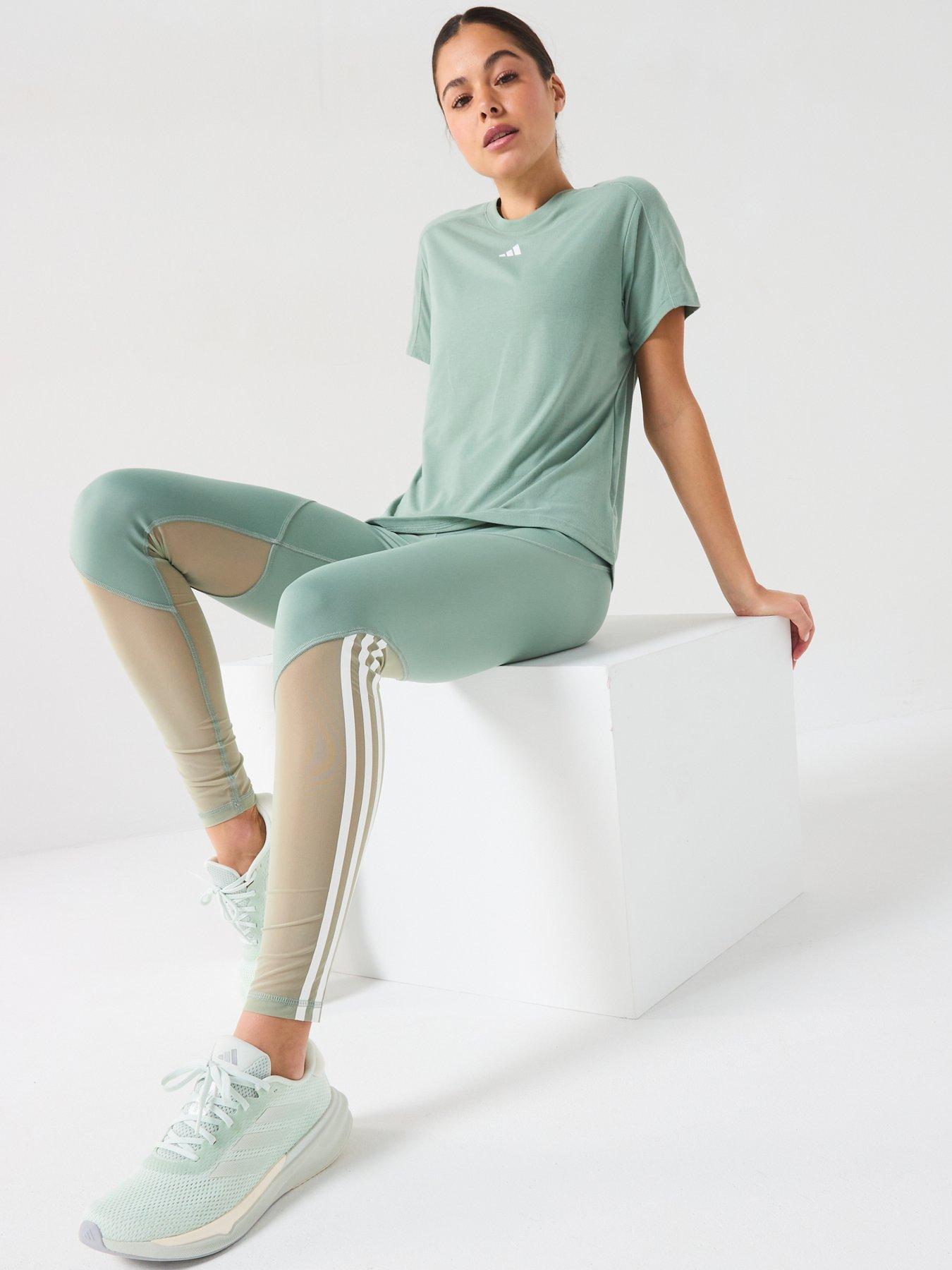  image of adidas-womens-train-essentials-crew-t-shirt-silver-greenwhite