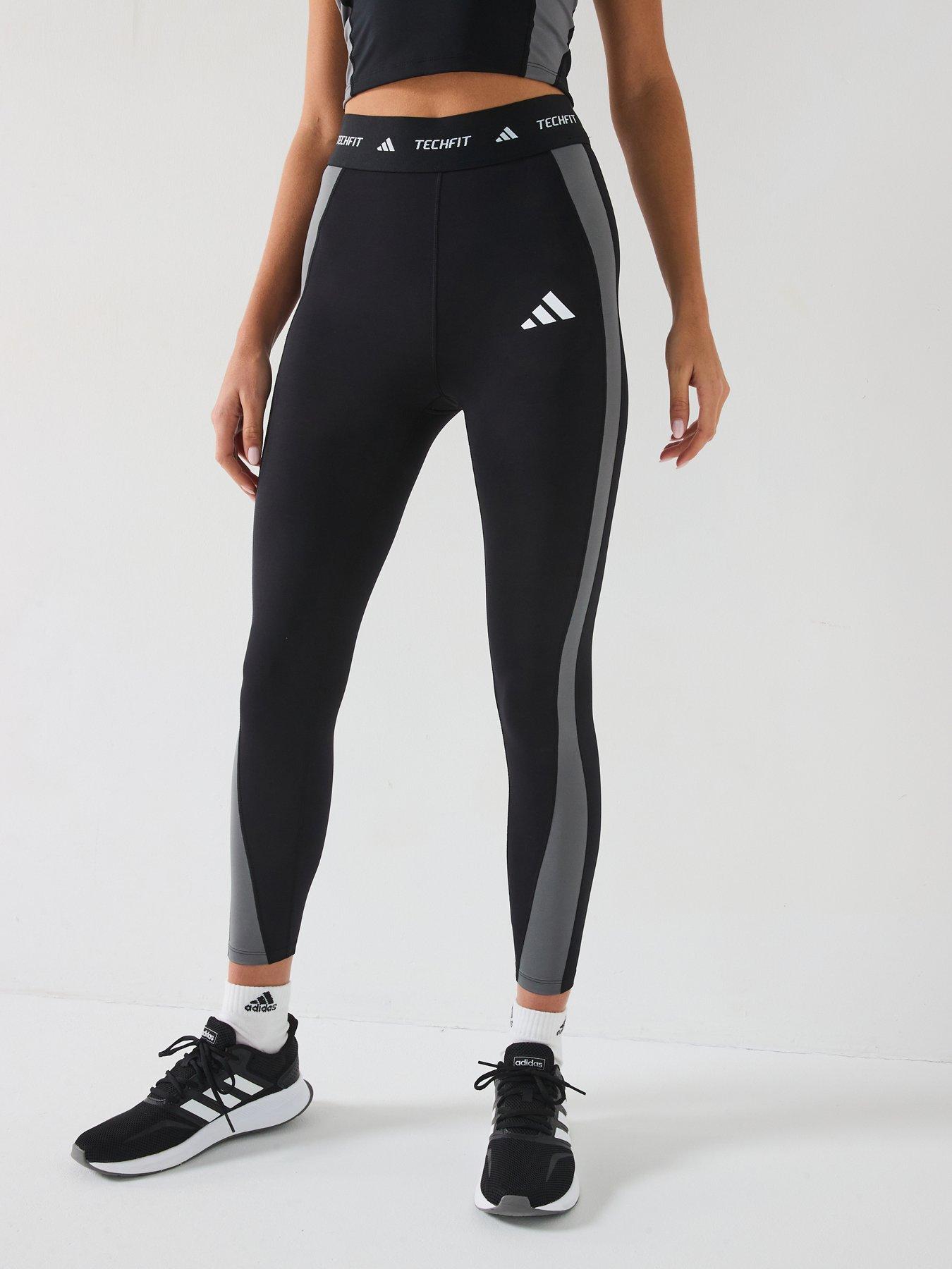 undefined Womens Training Tech Fit Colourblock 7/8 Tights - Black/Grey Four
