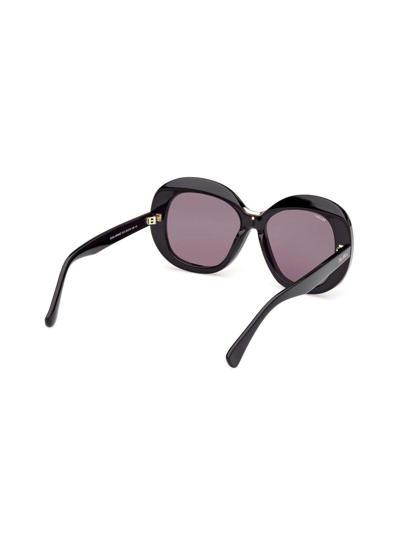  image of max-mara-edna-round-large-sunglasses-shiny-black