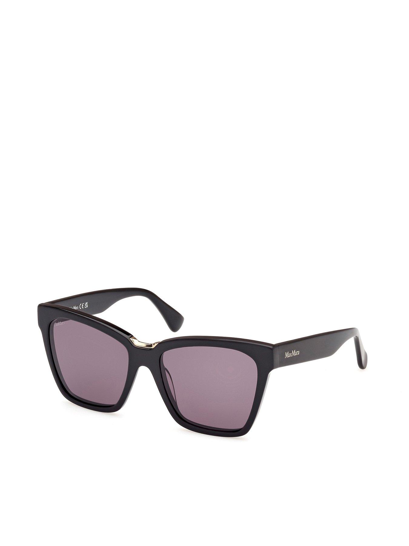  image of max-mara-spark3-rectangular-classic-sunglasses-shiny-black