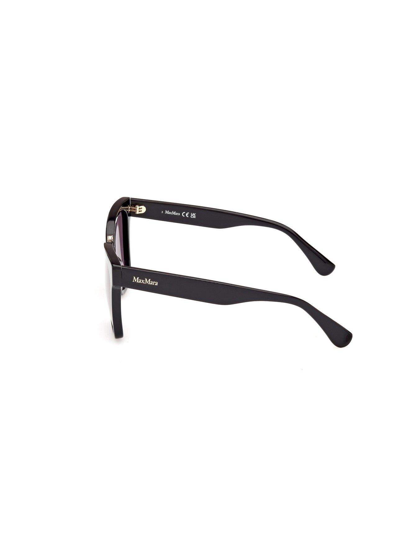  image of max-mara-spark3-rectangular-classic-sunglasses-shiny-black