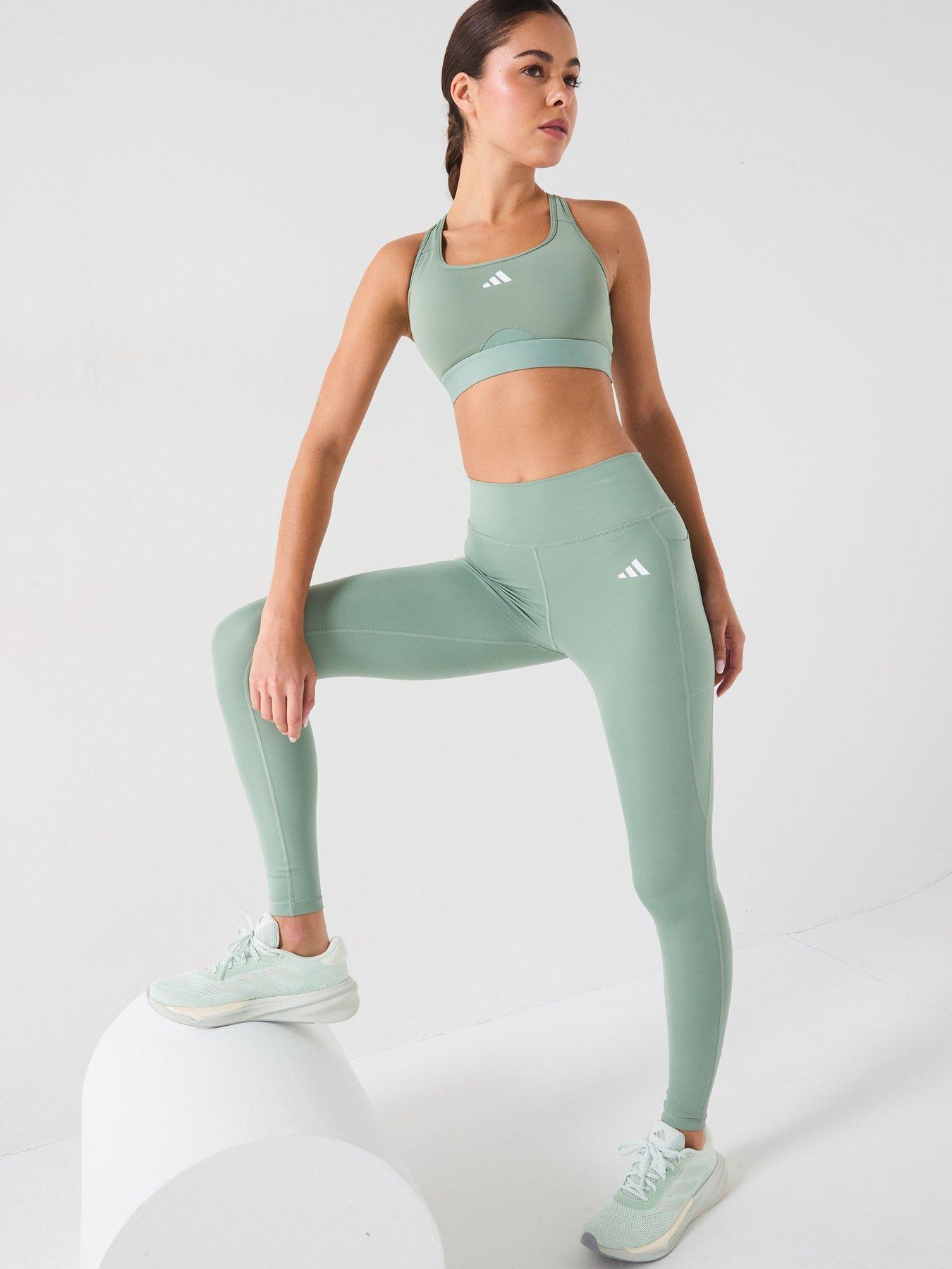  image of adidas-womens-training-pwrct-mid-sports-bra-green