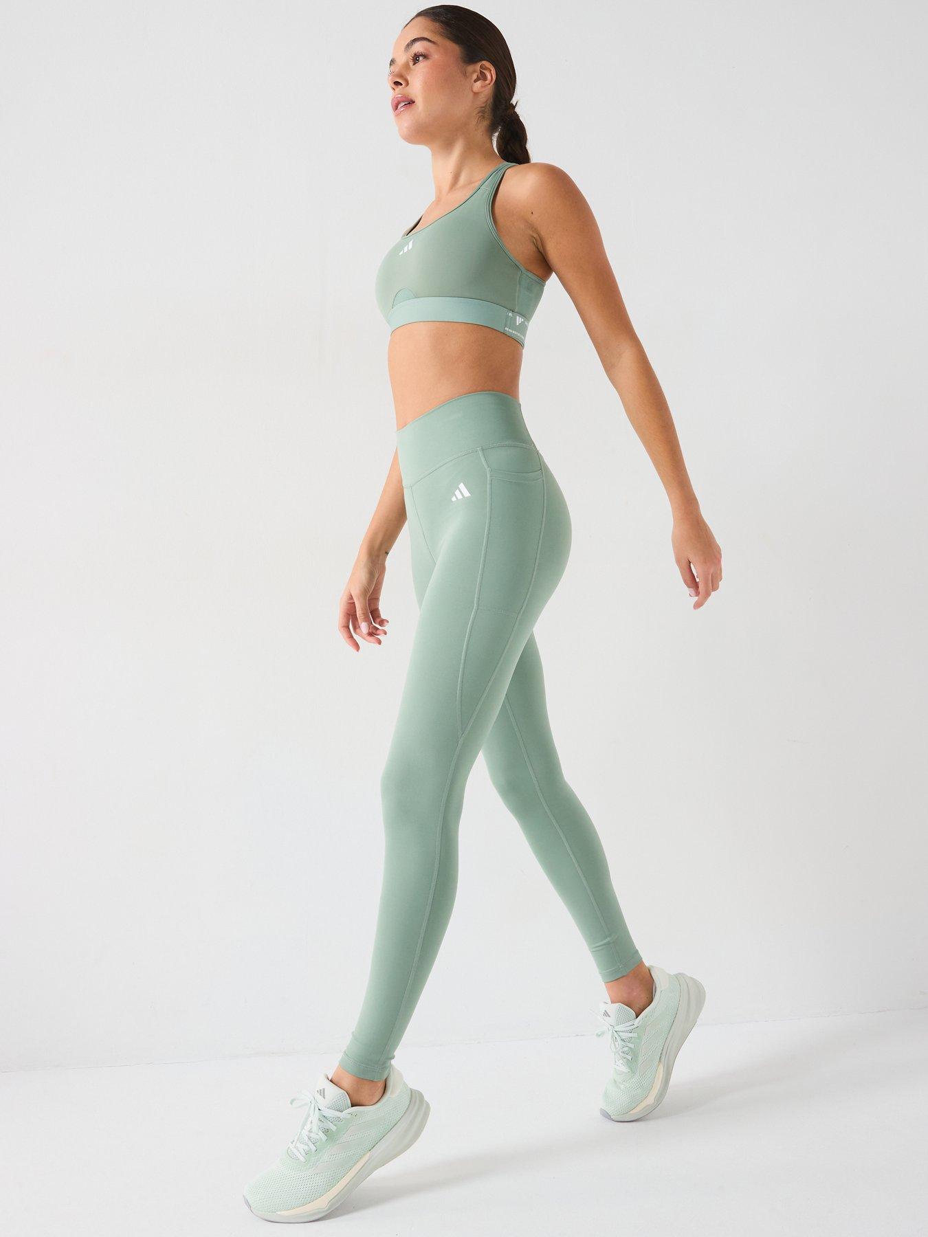  image of adidas-womens-training-pwrct-mid-sports-bra-green