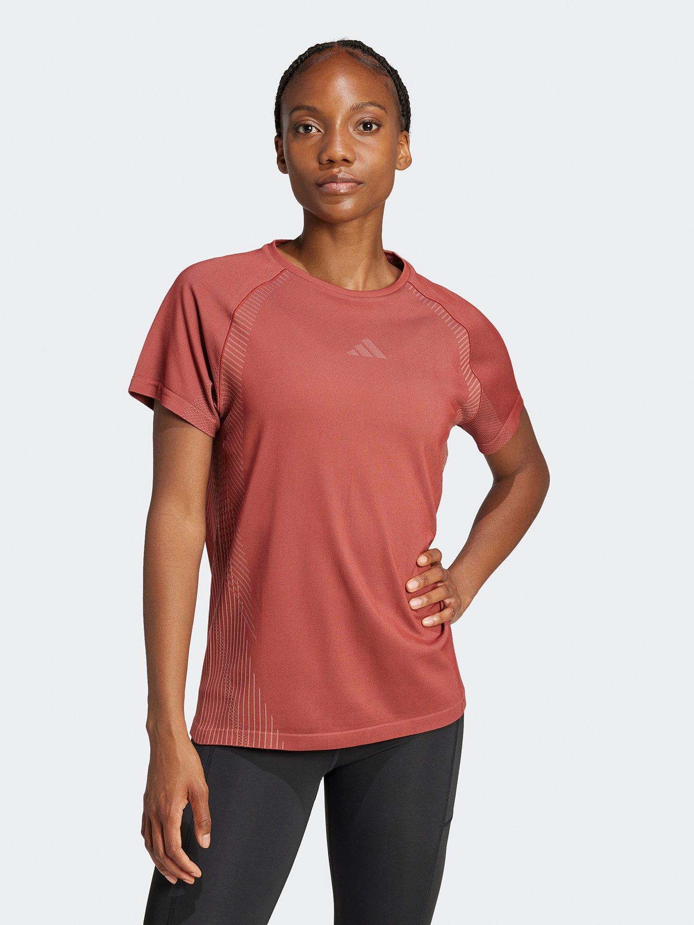 undefined Womens Training Seamless T-Shirt - Burgundy - Red