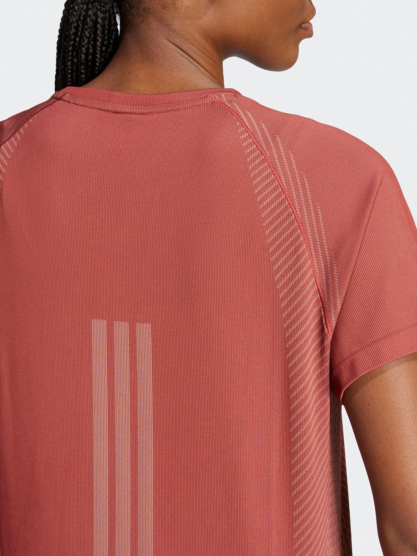 image of adidas-womens-training-seamless-t-shirt-burgundy-red