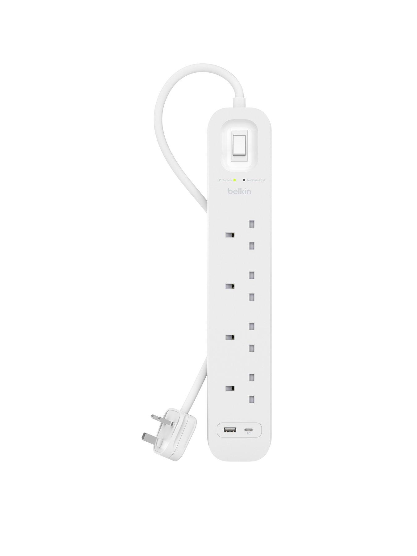 Belkin 4 Socket 2m USB A  &  C Surge Protected Extension Lead